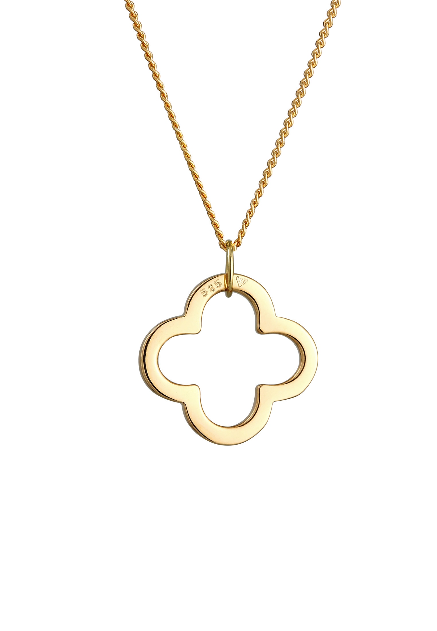 Elli Premium Kette mit Anhänger »Halskette Glücksbringer Kleeblatt 585 Gelbgold«