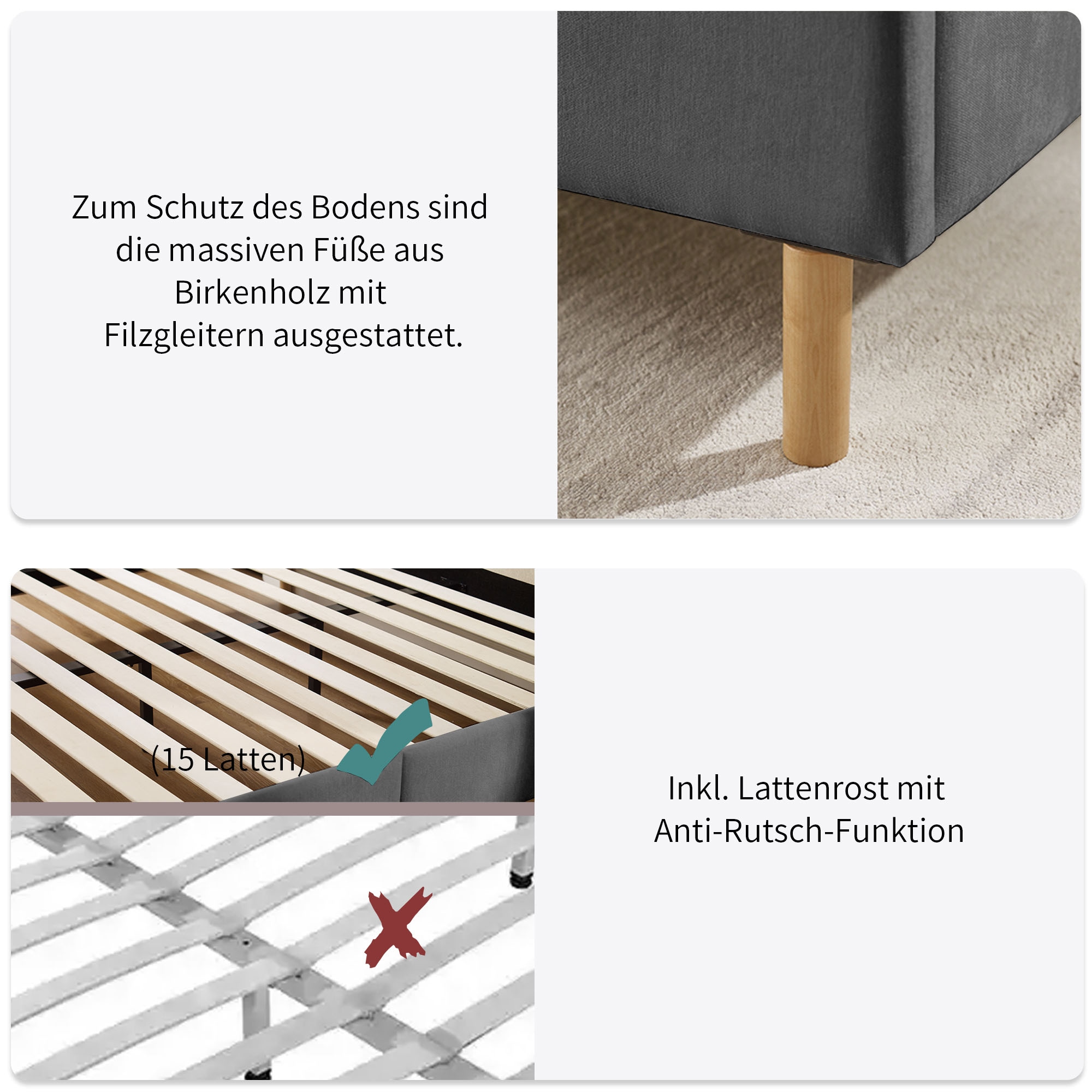 Home affaire Polsterbett »Philippiere inkl. Lattenrost« erhältlich in den Breiten 140cm & 180cm