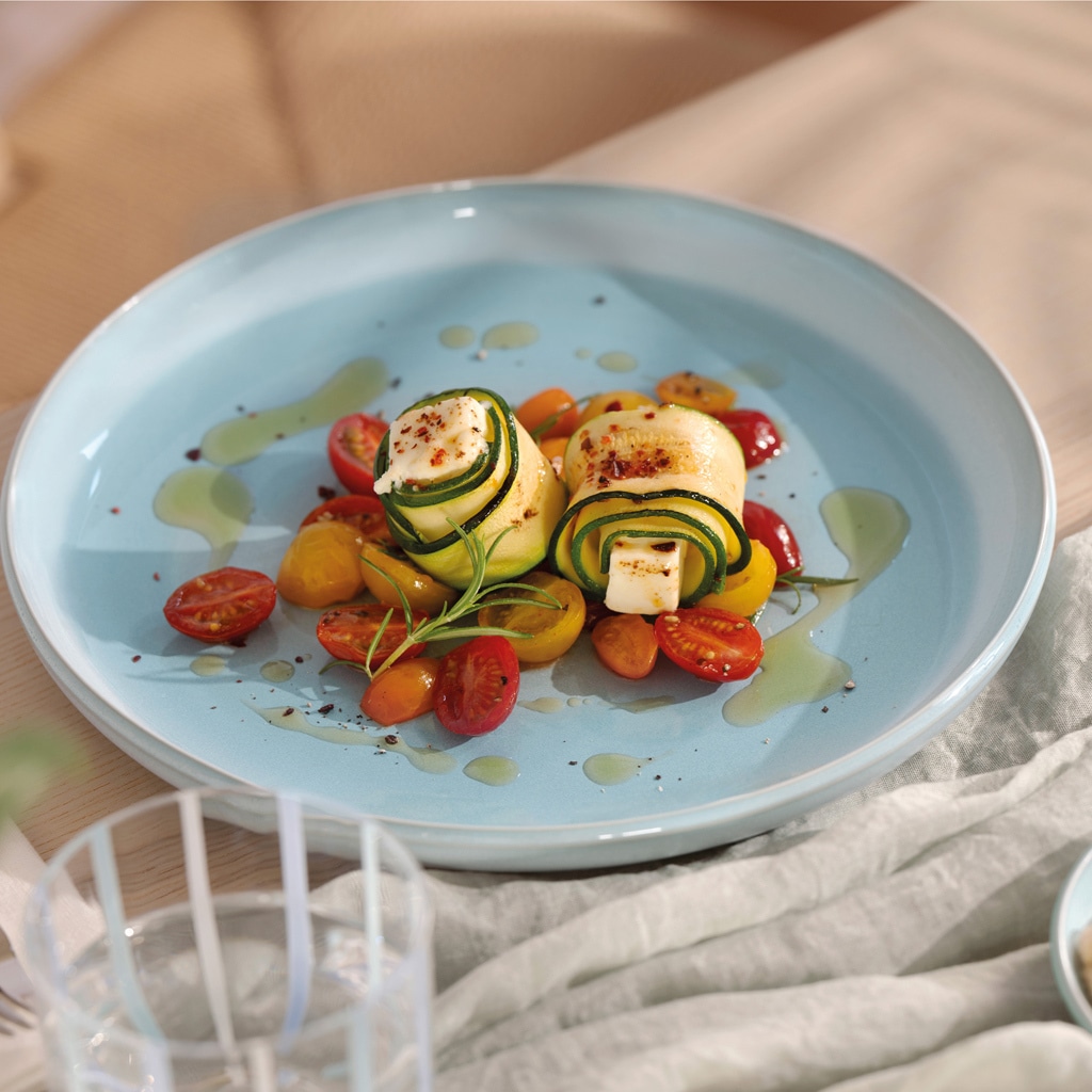 like. by Villeroy & Boch Speiseteller »Speiseteller Perlemor Aqua ø 27,1 cm 6er Set blau« Spülmaschinengeeignet, Mikrowellengeeignet