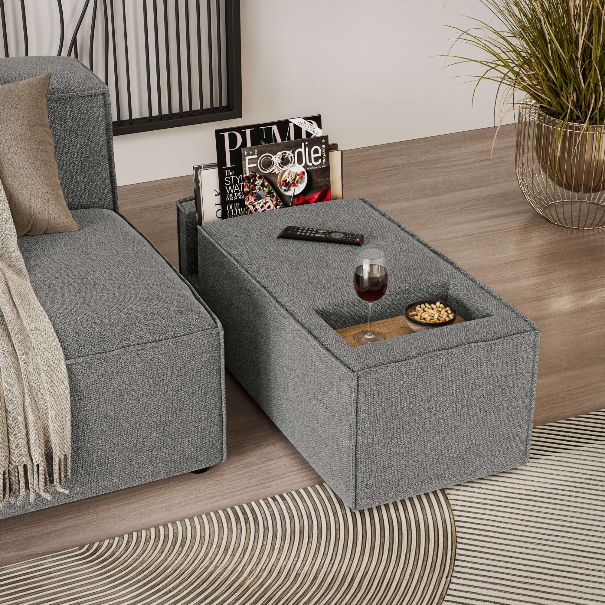 INOSIGN Sofaelement »HAILY Tisch XL für das Modulsofa, extra tief, Maße B/T/H: 45/130/37 cm«, als Modul oder separat verwendbar, mit Steckfach und Ablagefläche