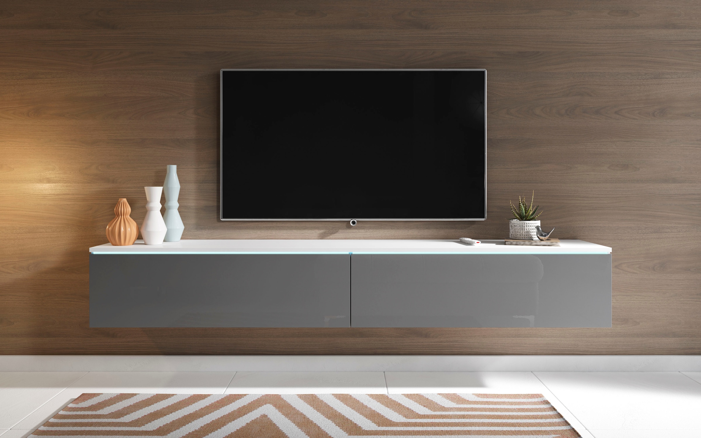 INOSIGN Lowboard »LOWBOARD VERA«, moderne grifflose TV-Board, TV-Schrank 180 cm, stehend und hängend