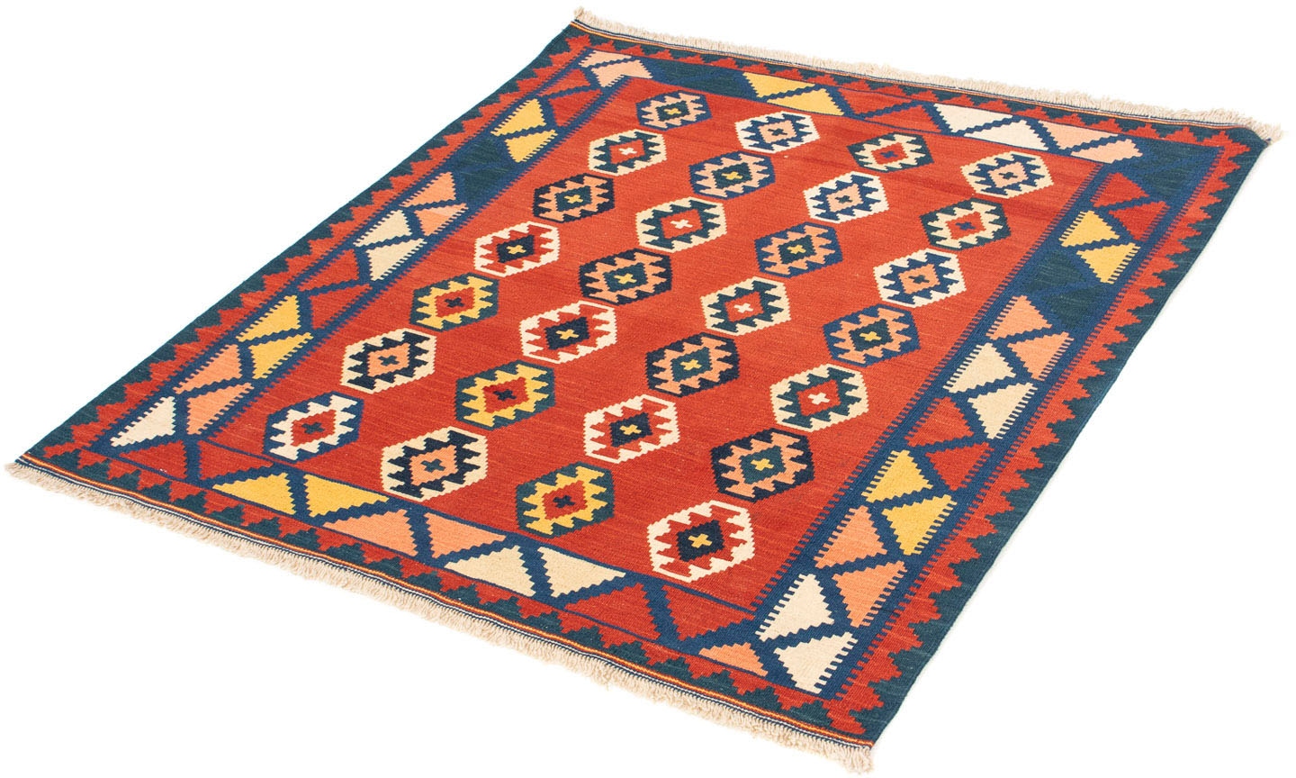 Wollteppich »Kelim - Oriental quadratisch - 106 x 99 cm - dunkelrot«, quadratisch, 6...