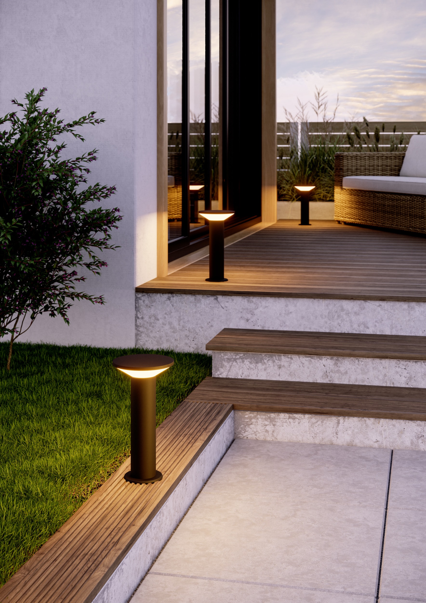 EGLO Sockelleuchte »RIGOSA Sockellampe - Stahl - LED - 1X10W - IP44« LED-Modul 1 Stk. Warmweiß Außenleuchte, Außenlampe, Terrasse, Garten, Stehlampe,  H35 x Ø18,5 cm
