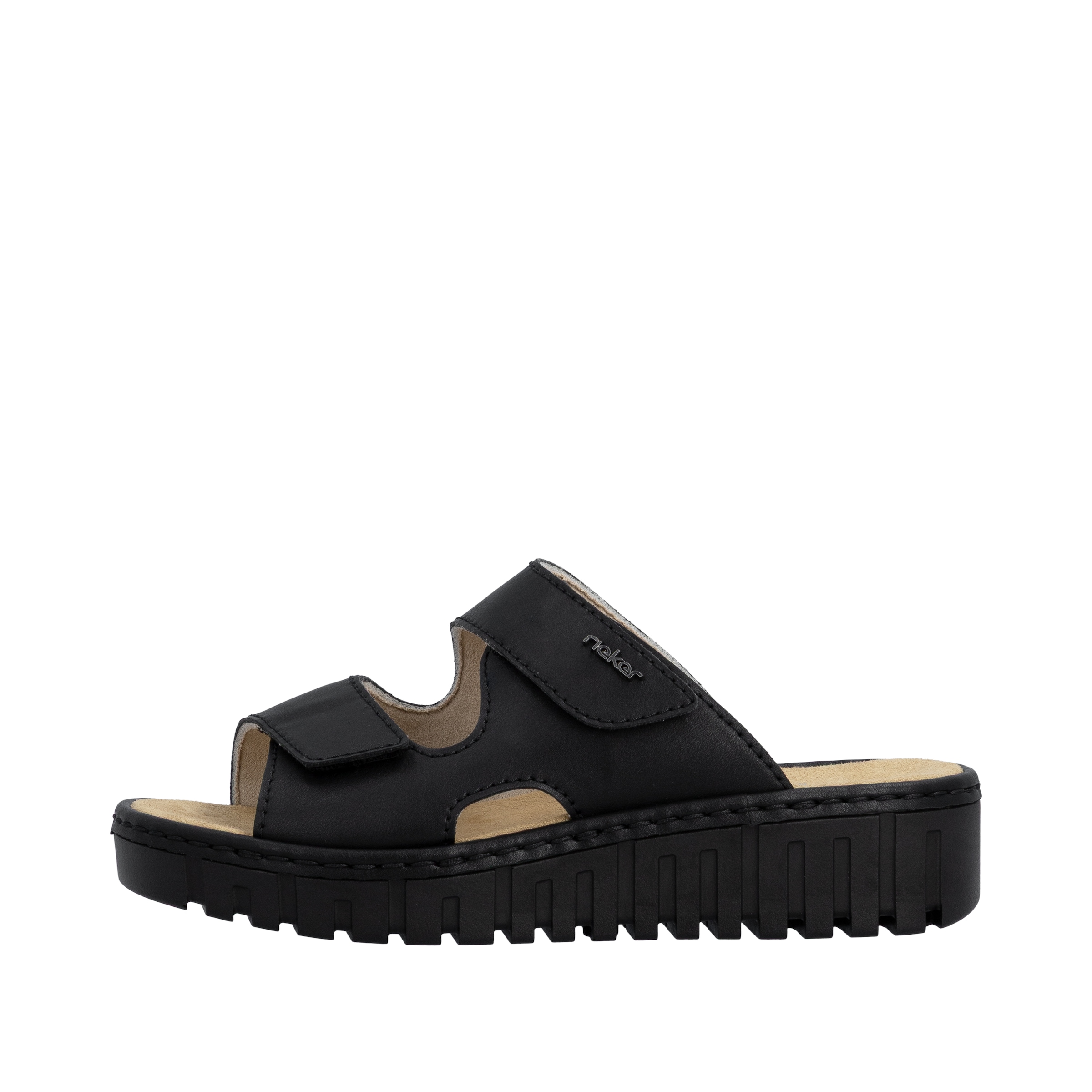 Rieker Pantolette  Sommerschuh, Schlappen, Hausschuh mit modischer Plateausohle