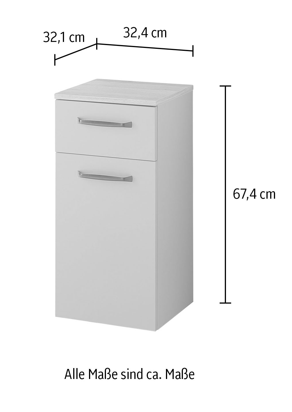 Saphir Unterschrank »Quickset 500, Badschrank 32,4 cm, 1 Tür und 1 Schublade« Badezimmerschrank, 1 Einlegeboden