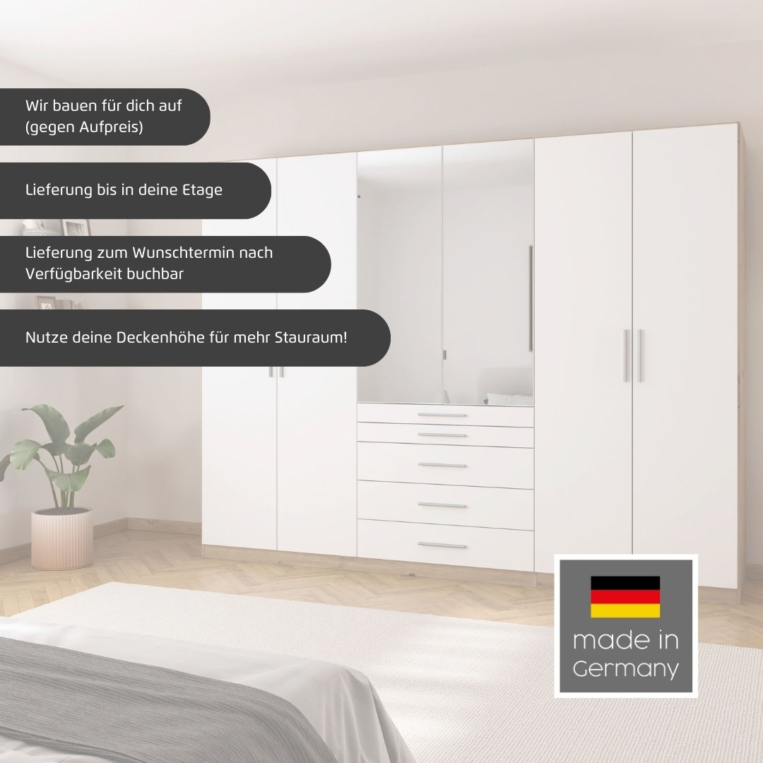 rauch Kleiderschrank »Schrank Drehtürenschrank Ankleide Garderobe Schlafzimmer WEINGARTEN« Breiten: 181/225/270 cm, Höhe 210 cm,  mit Spiegel, oberste Schublade mit Einteilung MADE IN GERMANY