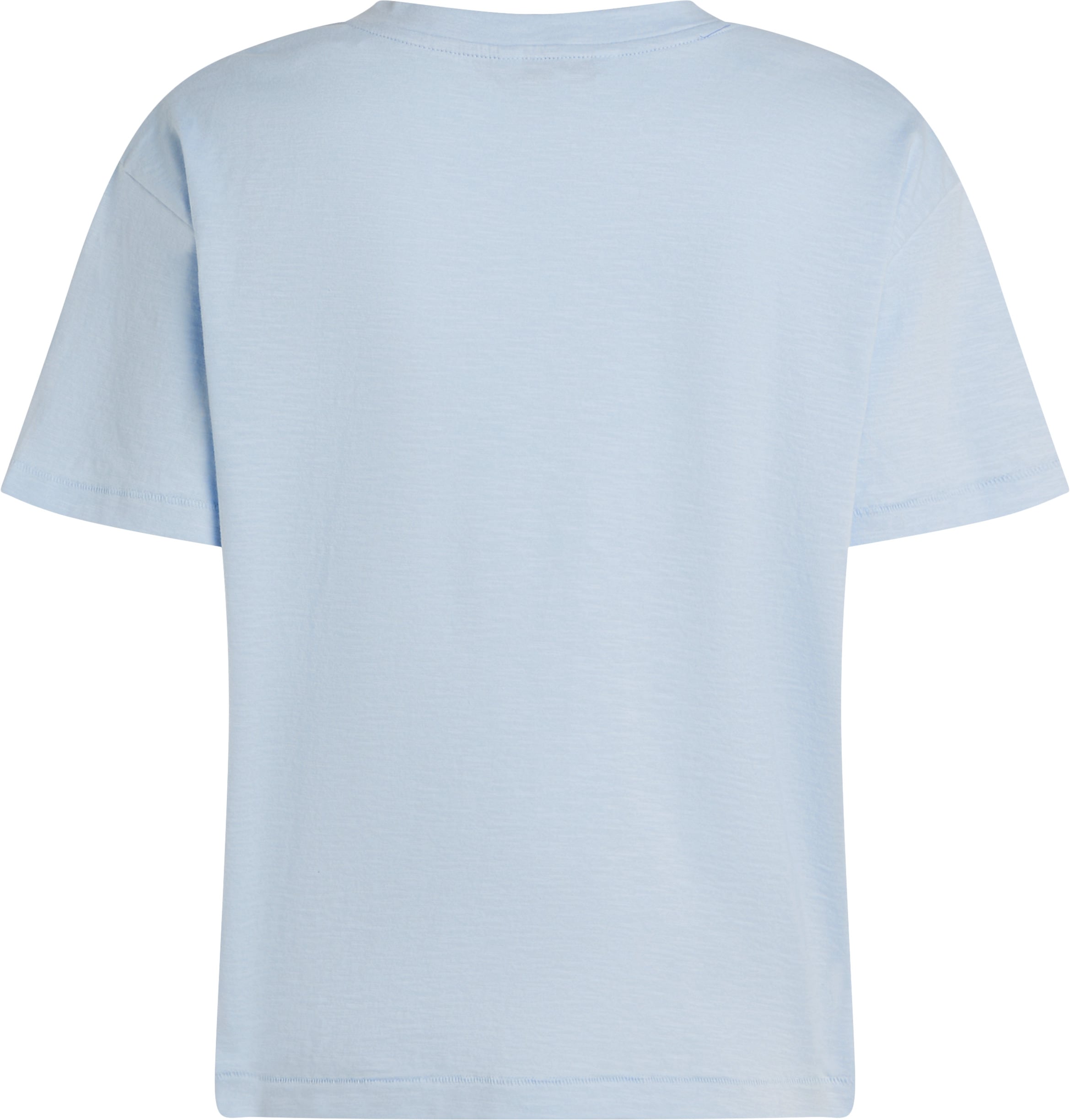 Tommy Hilfiger T-Shirt »SLUB CROP V-NK SS«, mit offener Kante, mit Logostickerei