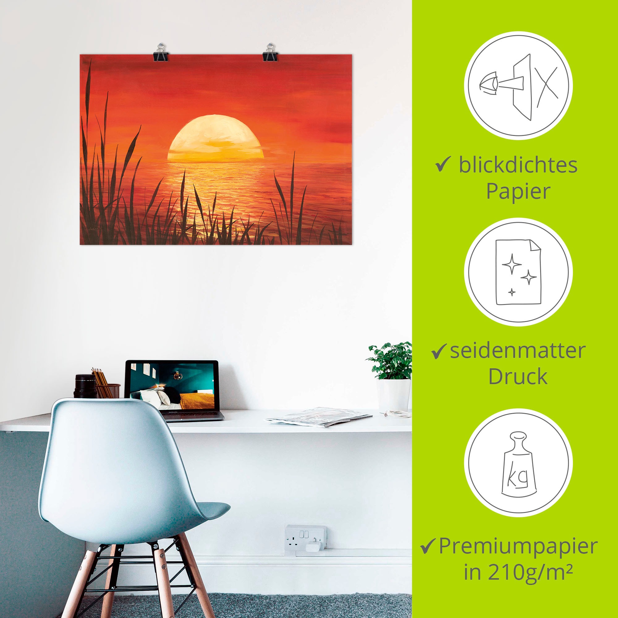 Artland Wandbild »Roter Sonnenuntergang am Ozean« Bilder vom Sonnenuntergang & -aufgang 1 Stk. tlg. als Alubild, Outdoorbild, Leinwandbild, Poster, Wandaufkleber