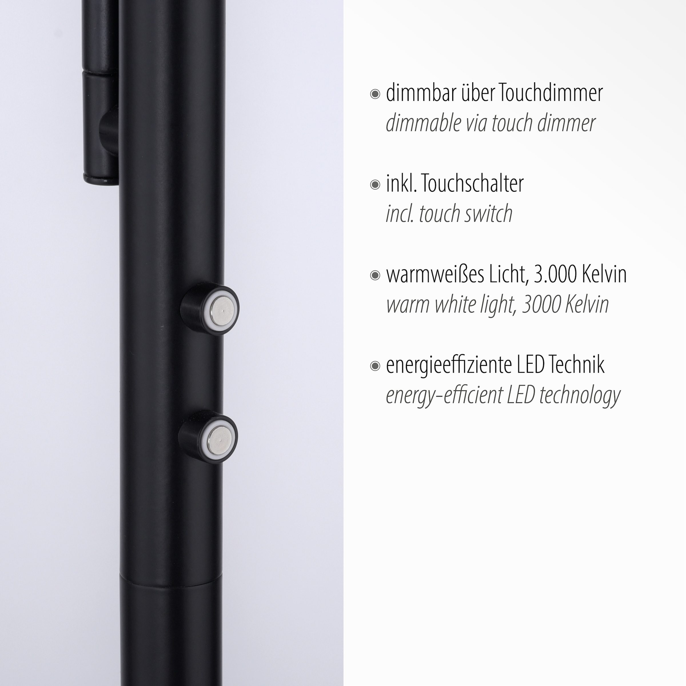 JUST LIGHT Stehlampe »HANS« LED-Board 1 Stk. Warmweiß LED, dimmbar über Touchdimmer, Schalter, Touchschalter