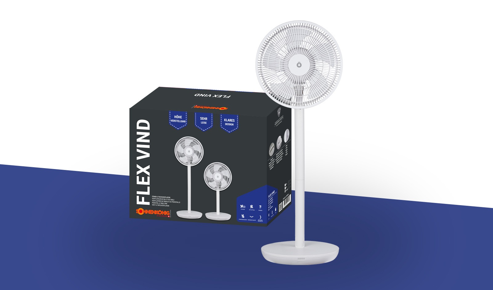Sonnenkönig Standventilator »»Flex Vind««, Oszillierend, höhenverstellbar, 3 Ventilationsstufen