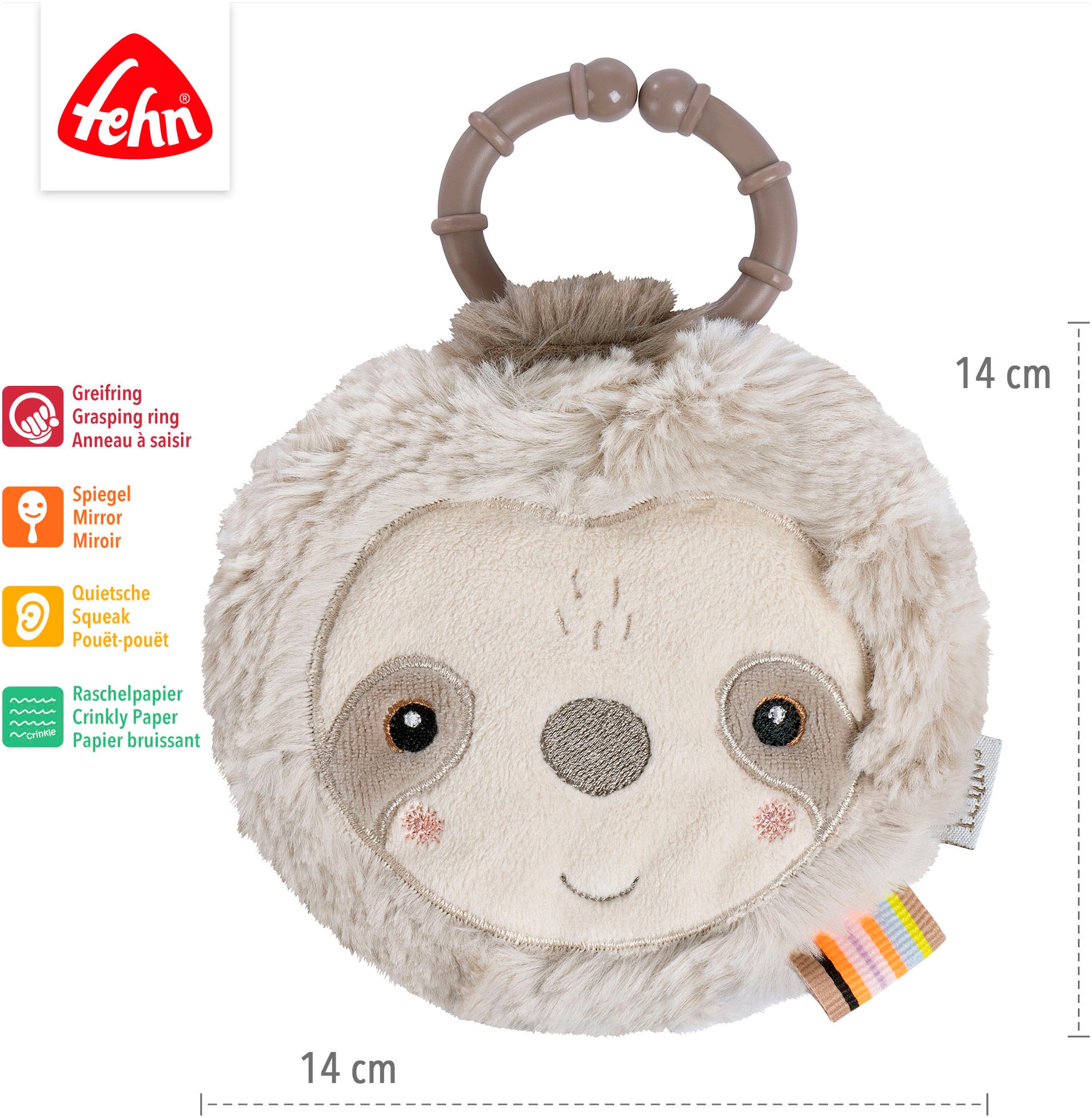 Fehn Greifspielzeug »Lazy, Crazy & Pink, Stoffbuch Faultier«