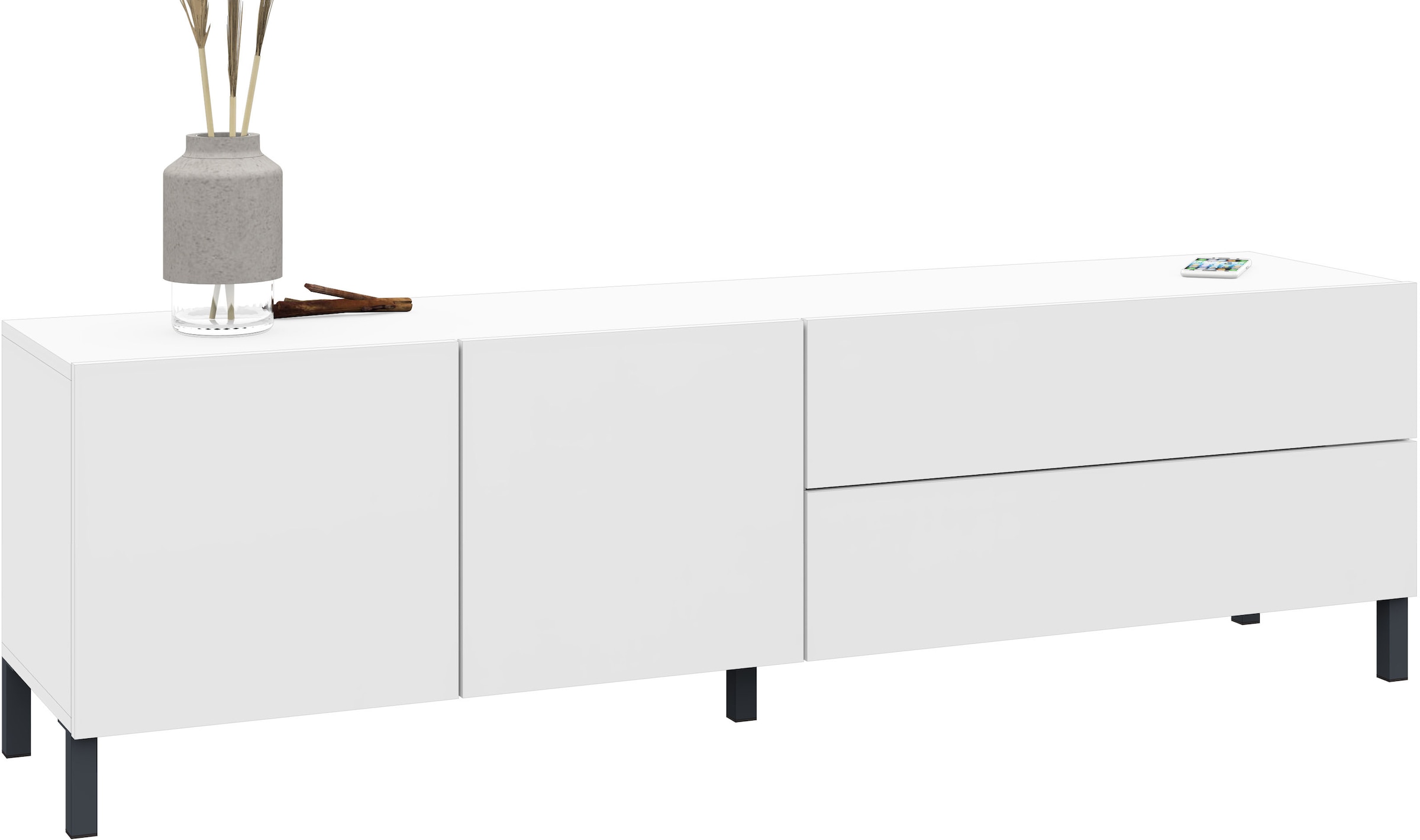 borchardt Möbel Lowboard Metallfüße, grifflose Optik