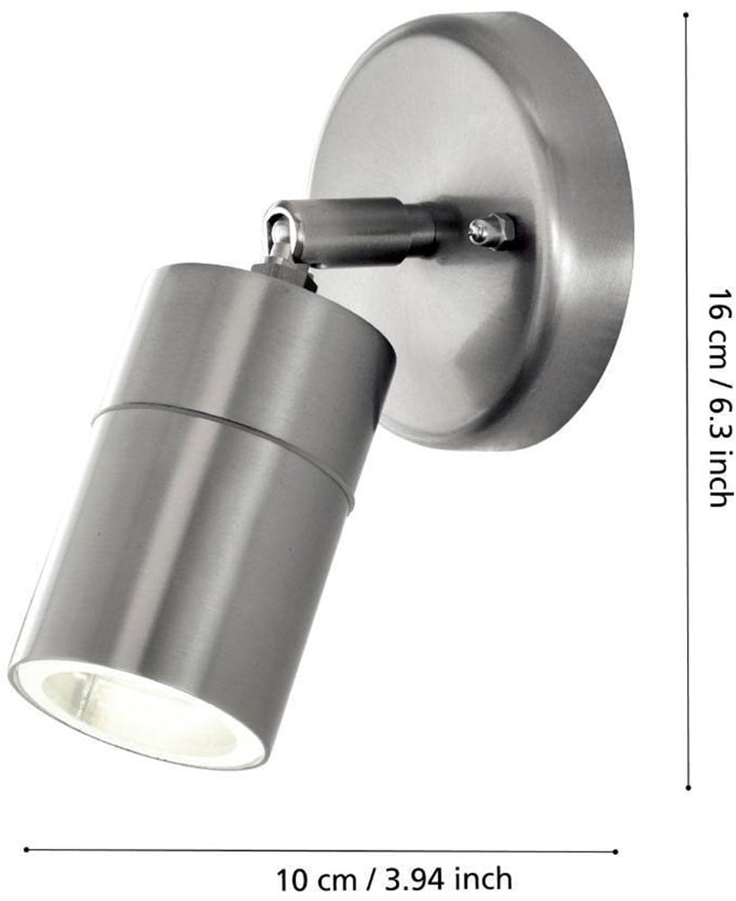 EGLO LED Außen-Wandleuchte »STOCKHOLM1 Spot, Wandspot, Außenleuchte, Eddelstahl, silber, IP44« GU10 1 Stk. Warmweiß Eckmontage möglich, GU10, Garten, Terrasse, Hauswand, Garage, 10cm