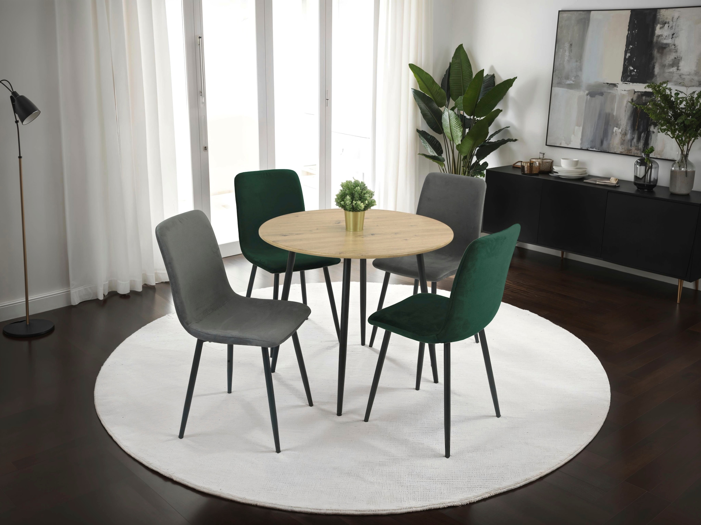 HELA 4-Fußstuhl »LEIPZIG« (Set) 2 Stk.4-Fuß,Rundrohrgestell konisch,Cordoptik,Sitzschale gespolstert