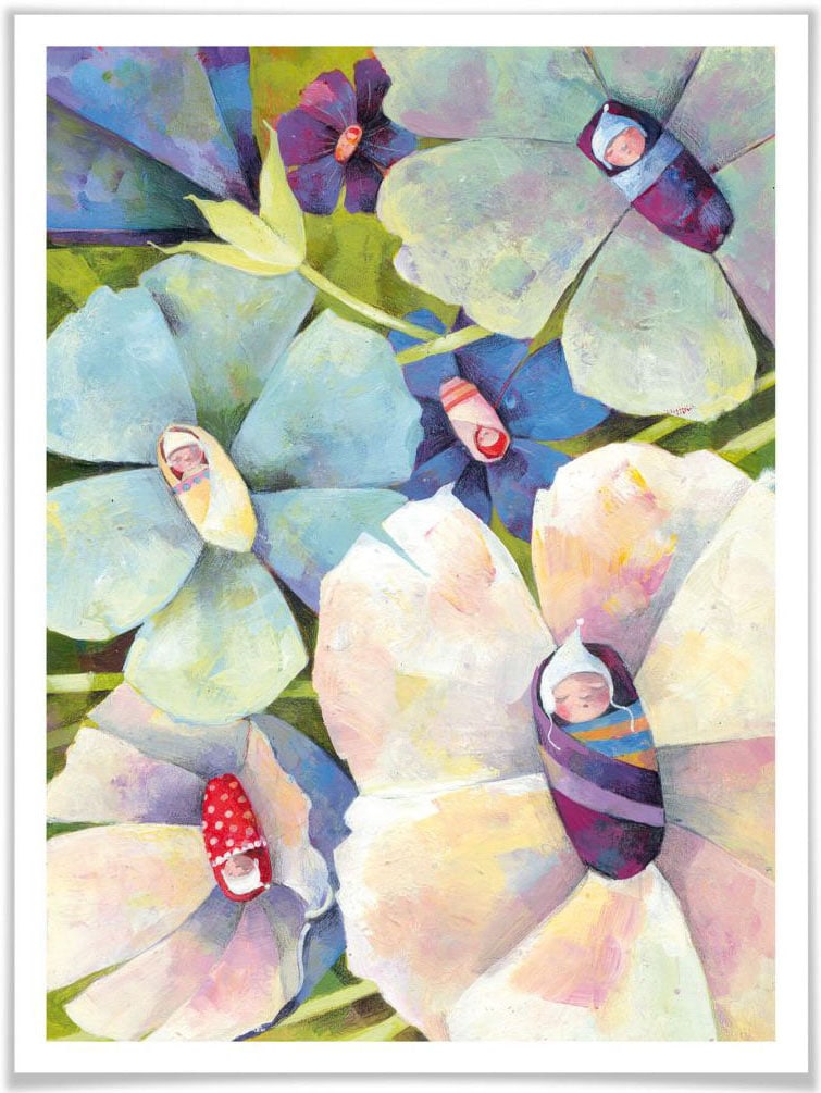 Wall-Art Poster »Märchen Wandbilder Blütenbabies«, auf Wandposter bestellen (1 Bild, Pflanzen, Poster, Rechnung Wandbild, St.)