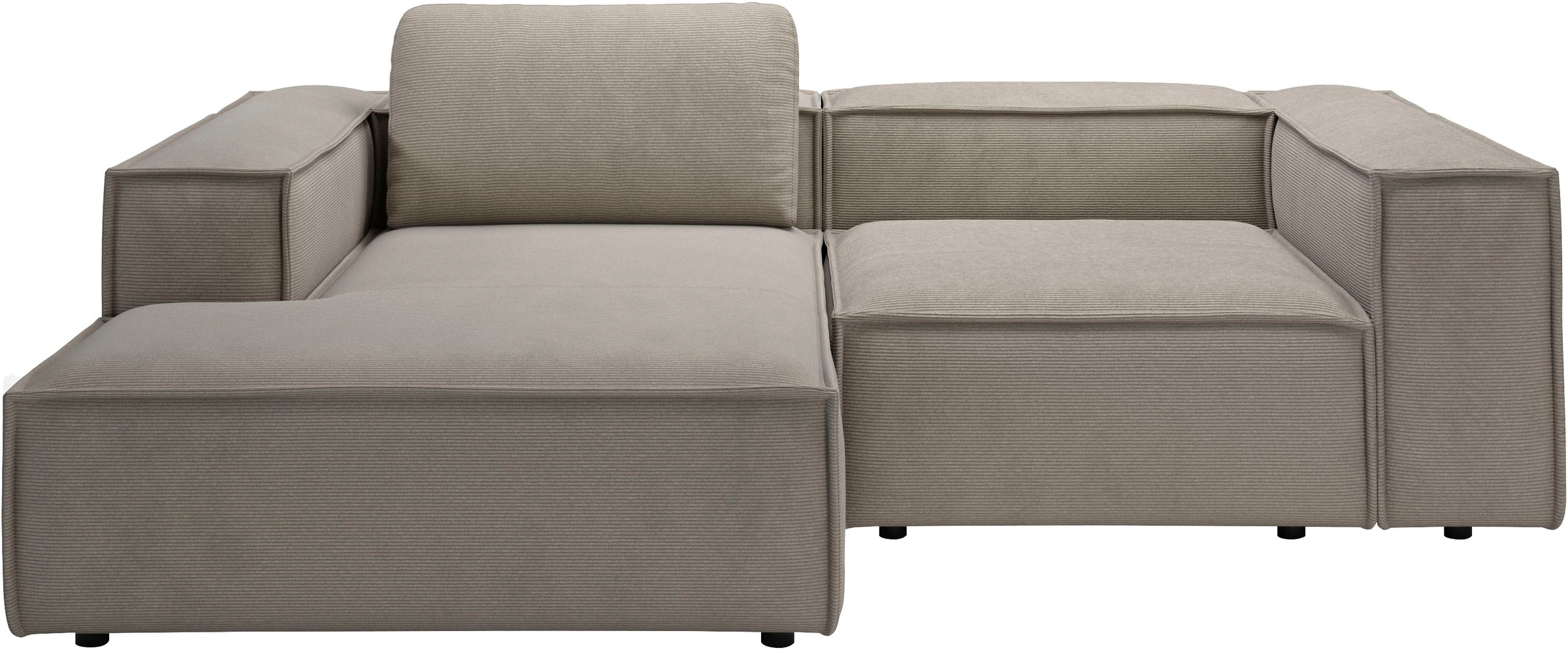 Places of Style Ecksofa »Watertown, kompakte L-Form, 246 cm breite für kleinere Räume«, modernes Ecksofa mit Feincordbezug, platzsparend & bequem