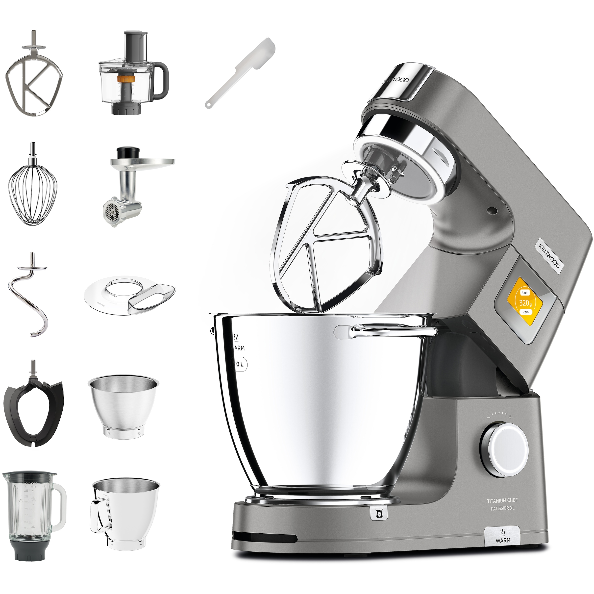 KENWOOD Küchenmaschine »Titanium Chef Patissier XL KWL90.594SI«, Wärmefunktion, zusätzliche 5...