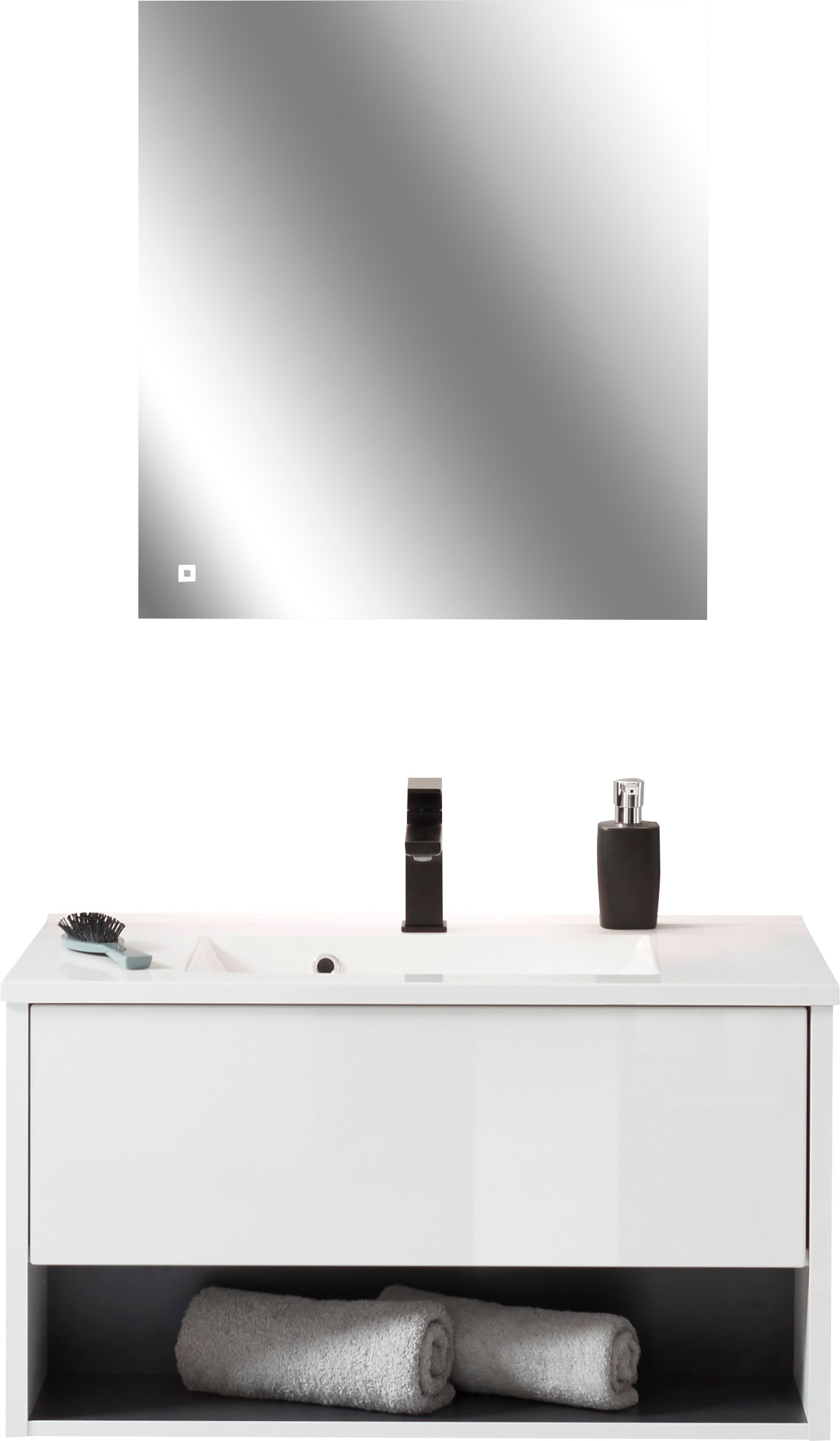 PLACES OF STYLE Badmöbel-Set »Studio Line, Bad im modernen Design, 2-teiliges Badezimmer« 2 Stk. tlg.