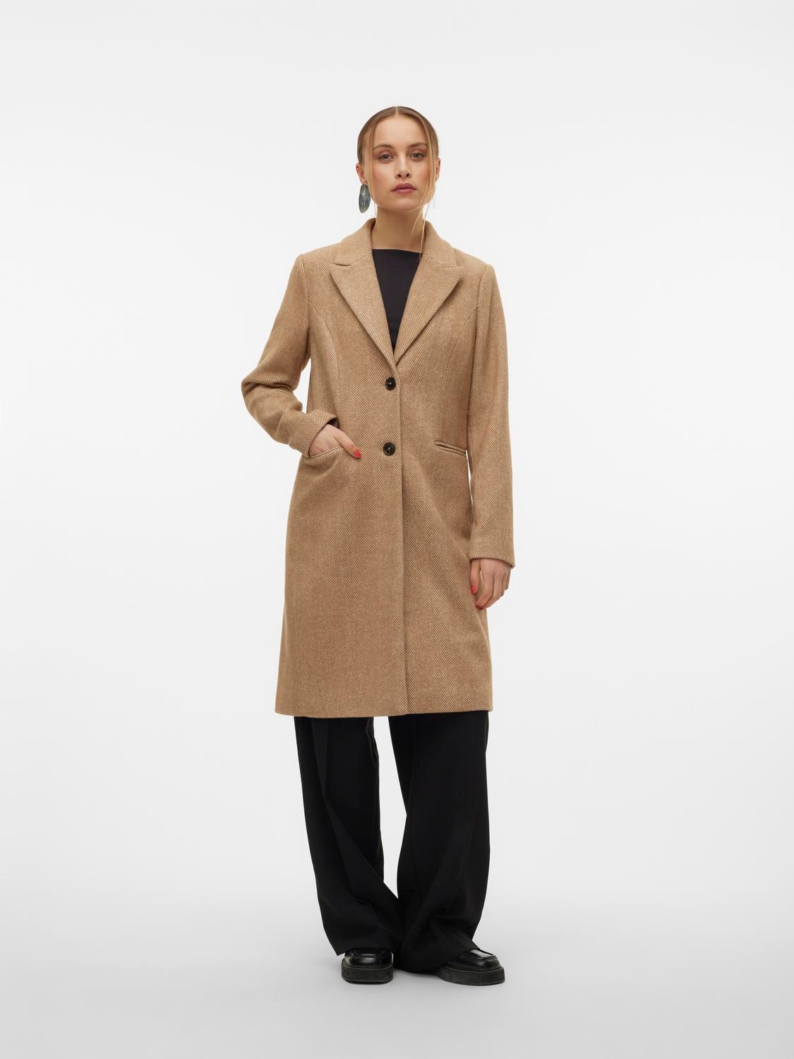 Vero Moda Langmantel »VMBLAZA HERINGBONE LONG WOOL COAT GA BOO«