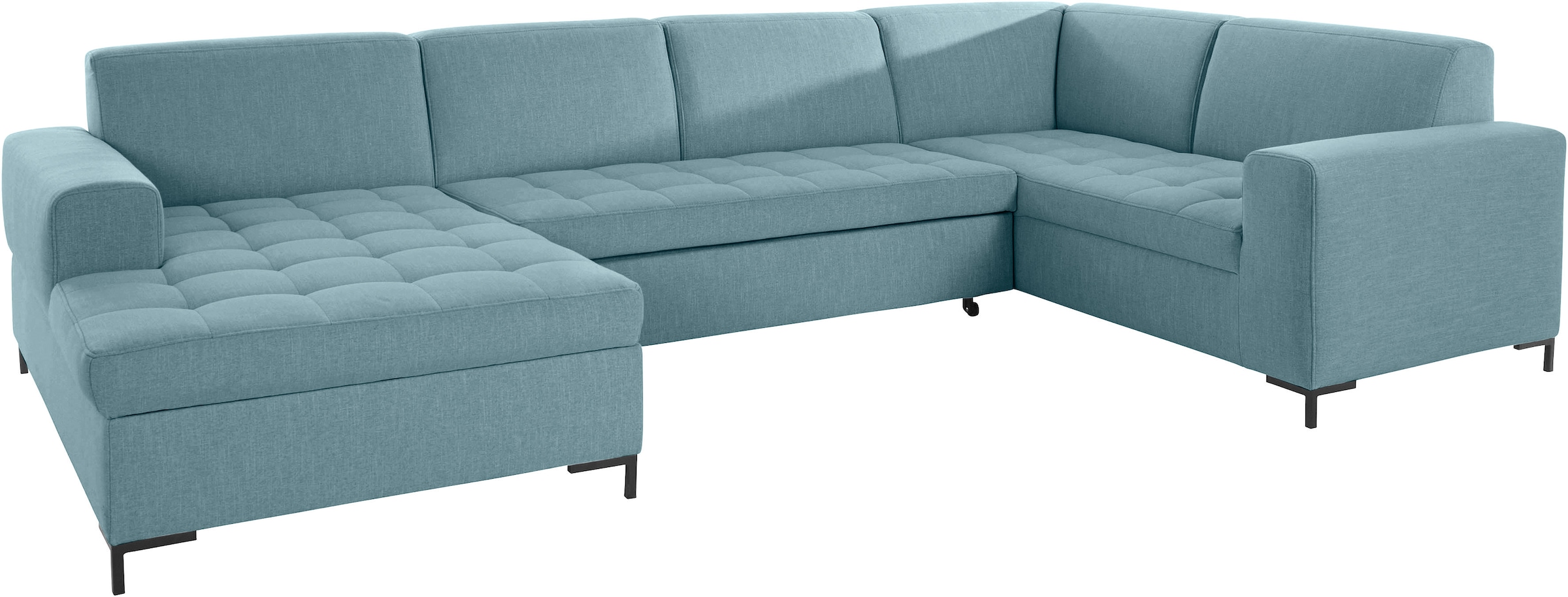OTTO products Wohnlandschaft »Grazzo, aktuelle Steppung im Sitz, viel Platz, zeitlos, U-Form«, hochwertige Stoffe aus recyceltem Material, Steppung im Sitzbereich