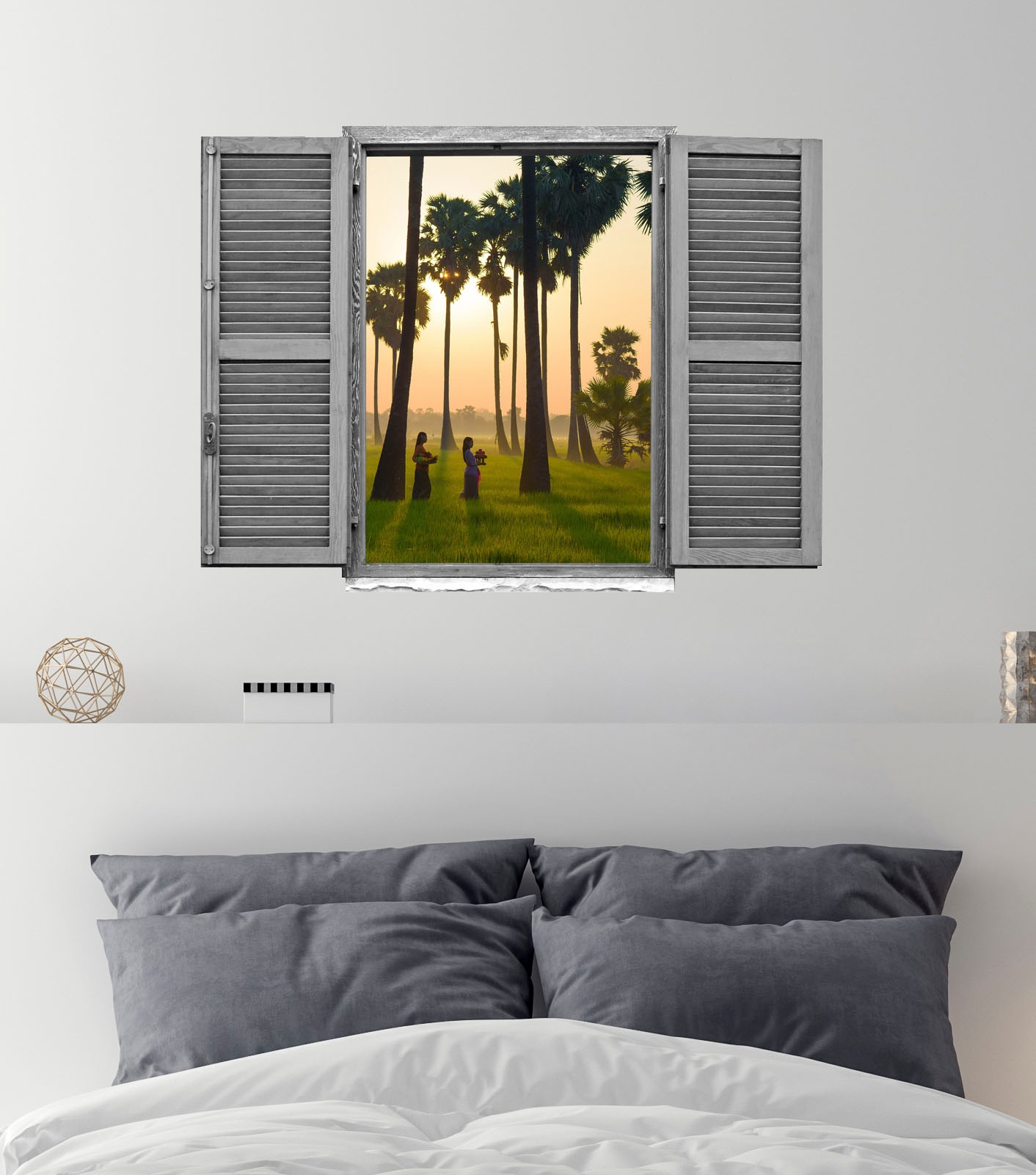 queence Wandtattoo »Lichtung im Sonnenunterg«, (1 St.), Wandsticker, Wandbild, selbstklebend, 3D, Fenster
