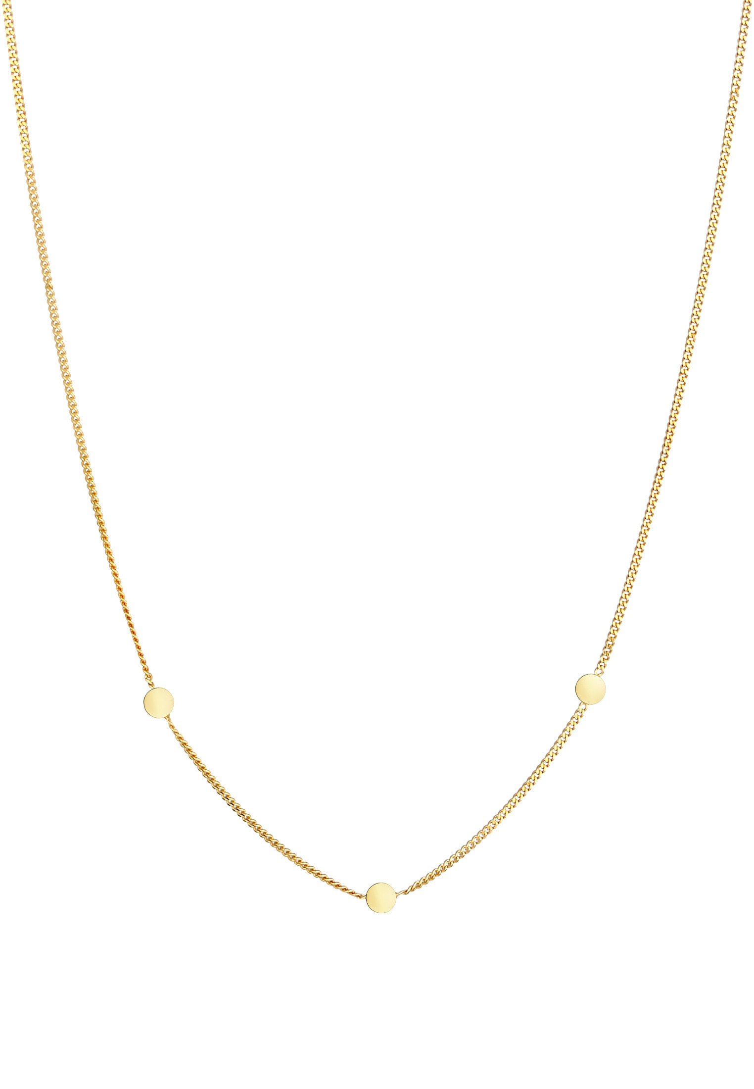 Elli Premium Kette mit Anhänger »Halskette Plättchen Kreis Rund Coin Boho 375 Gelbgold«