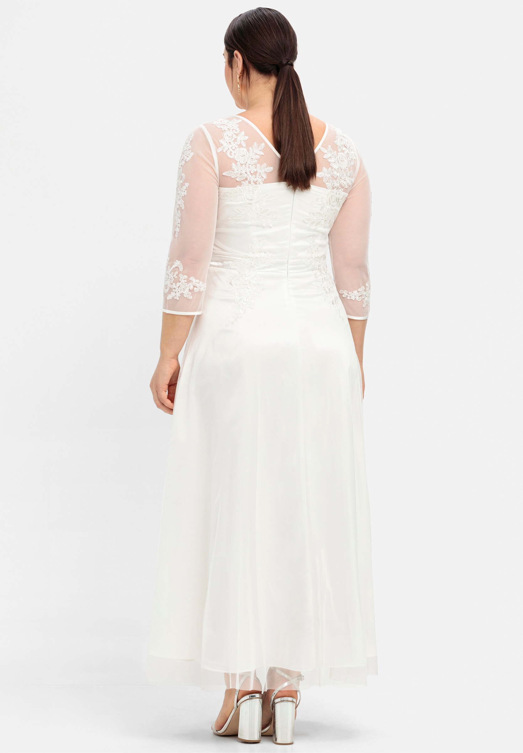 Sheego Maxikleid »Abendkleid Hochzeitskleid in Corsagen-Optik« Ohne Tasche mit weit ausgestelltem Rockteil