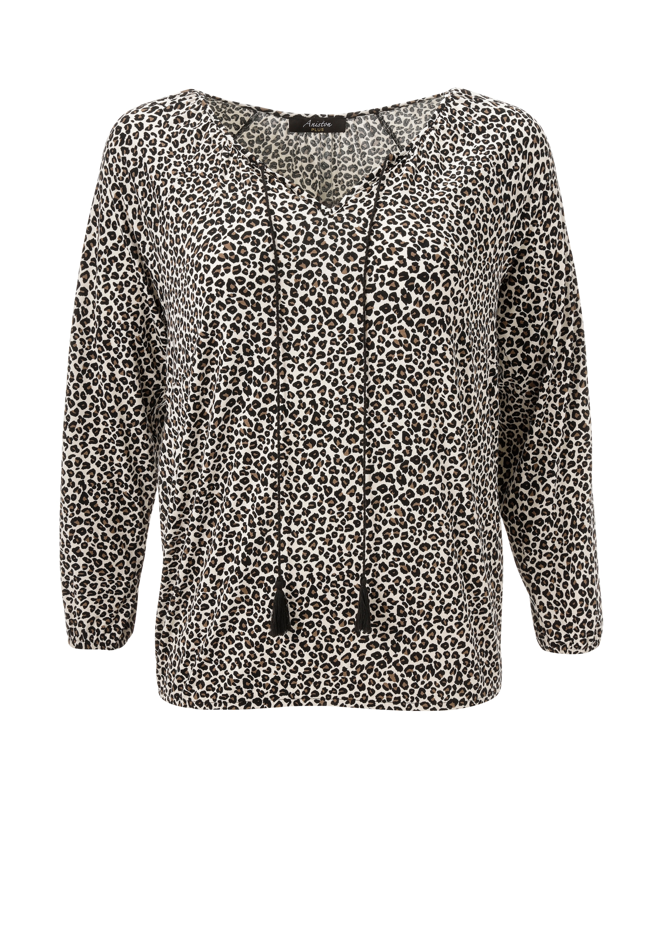 Aniston PLUS Langarmshirt, mit modischen Leoprint - NEUE KOLLEKTION