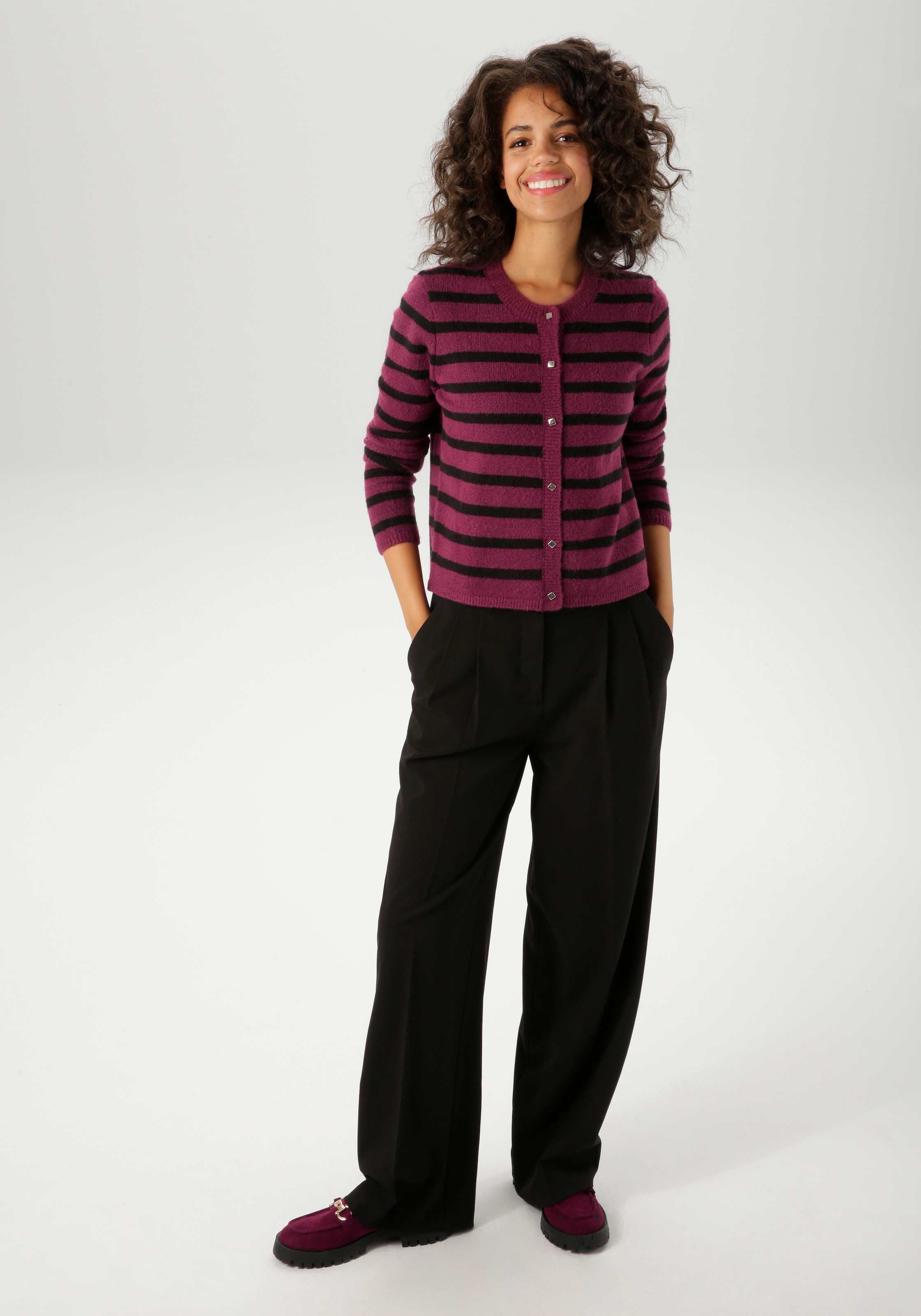 Aniston CASUAL Strickjacke im Streifen-Dessin