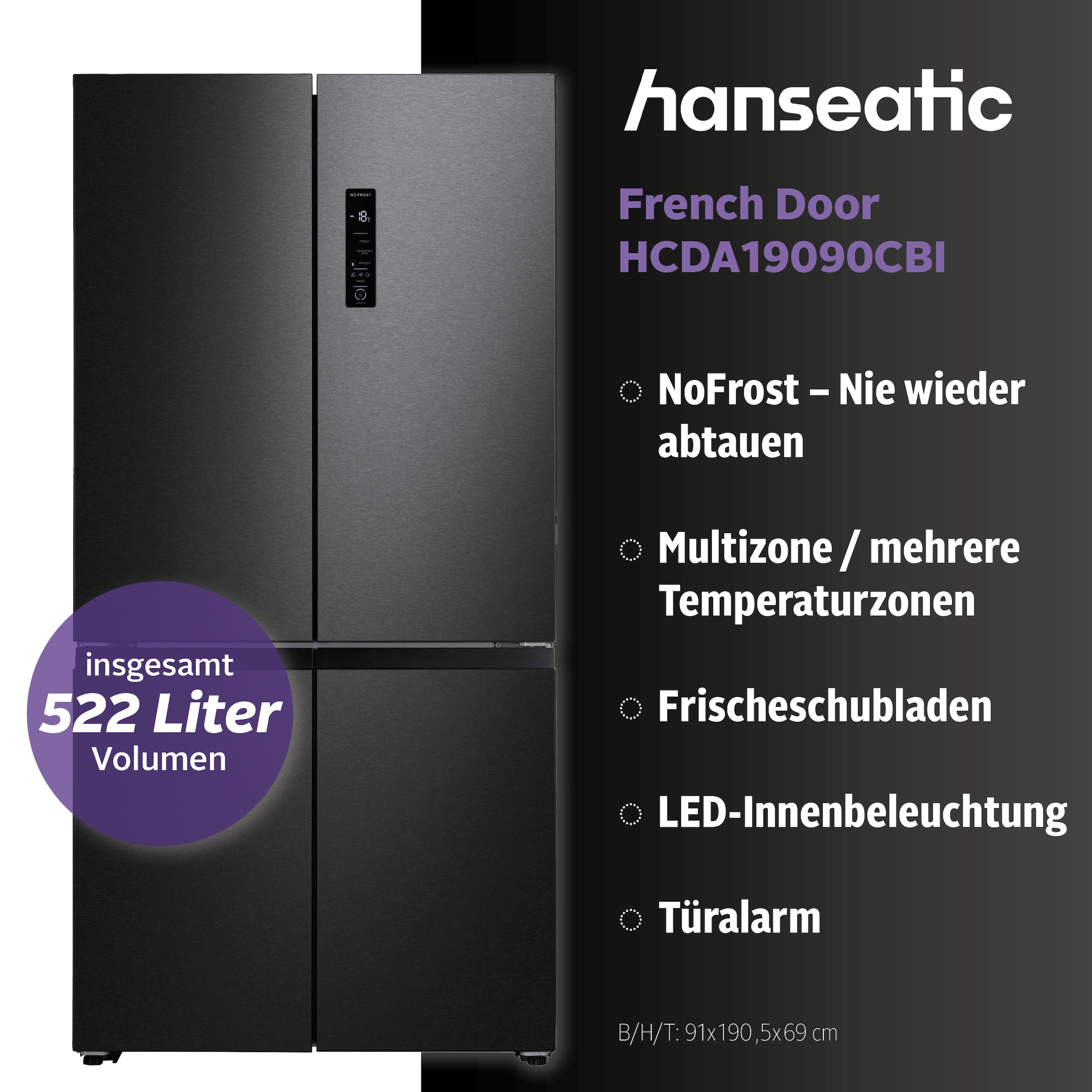 Hanseatic Multi Door »HCDA19090CBI« 190,5 cm hoch 91 cm breit inkl. 3 Jahre Herstellergarantie