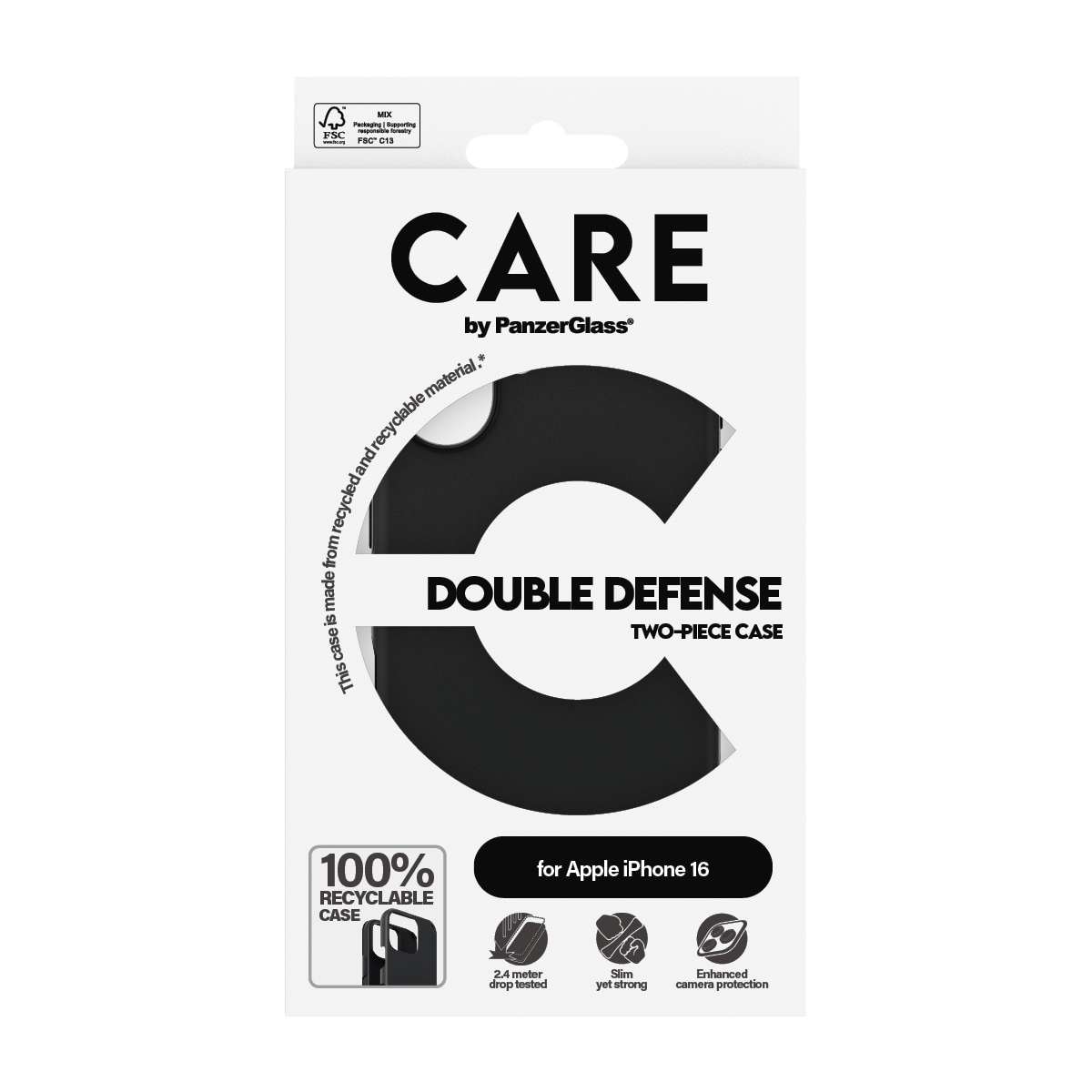 CARE by PanzerGlass Handyhülle »Double Defence Case für Apple iPhone 16«, Backcover, Schutzhülle, Handyschutzhülle, Case, Schutzcase, stoßfest