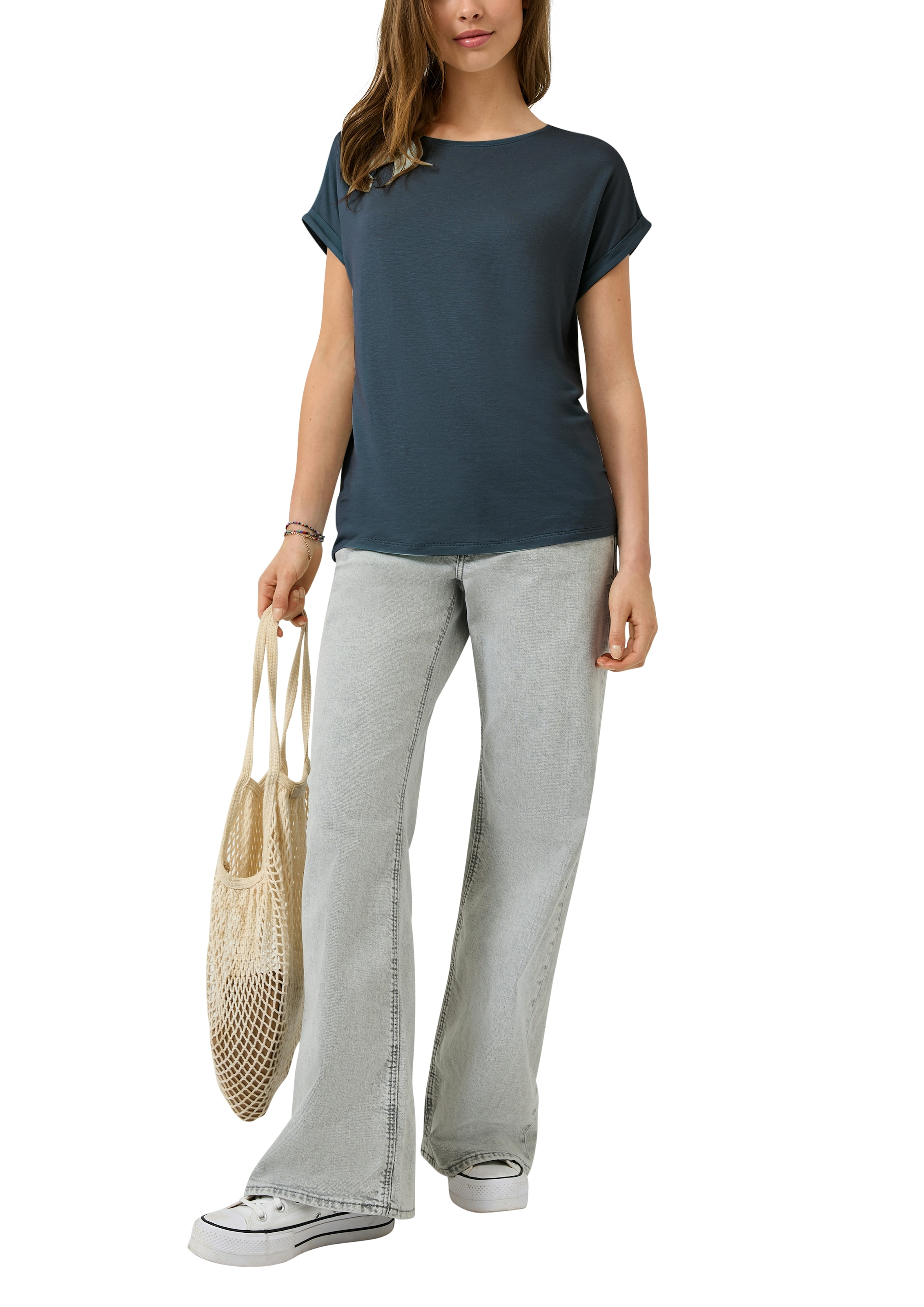 QS Kurzarmshirt mit Ärmelaufschlag