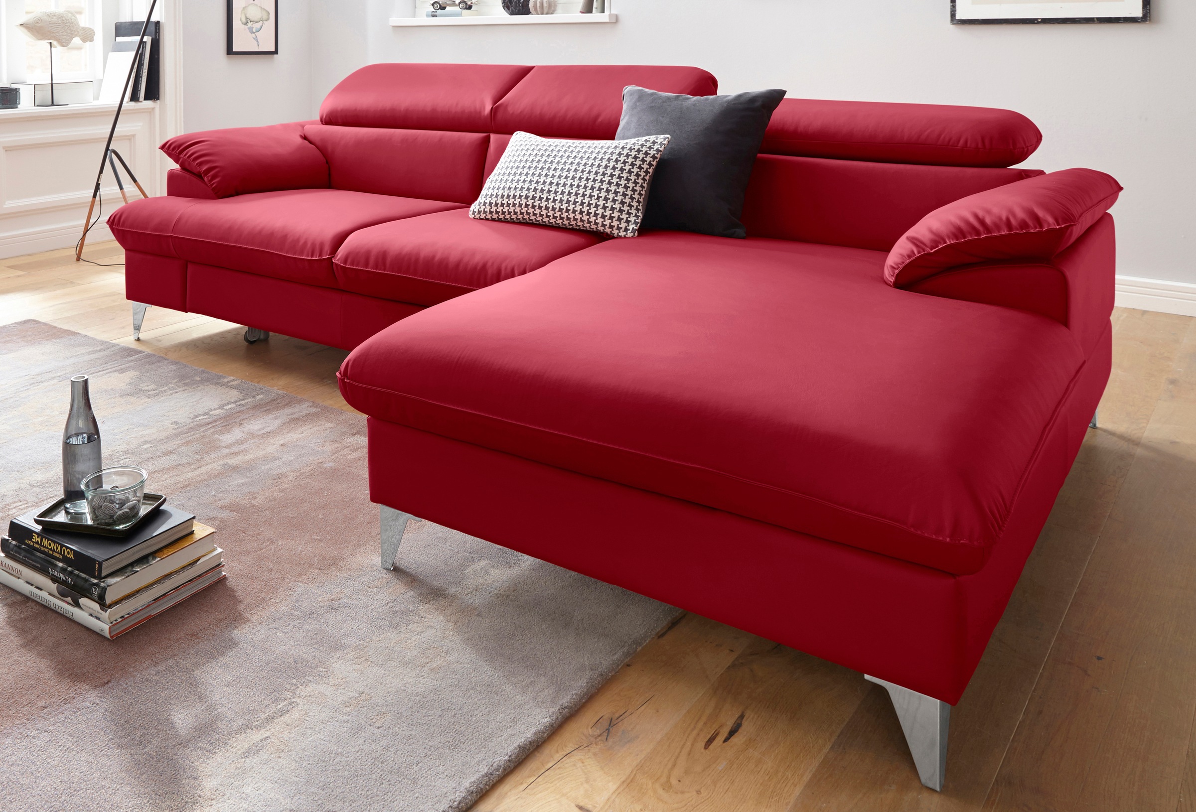 COTTA Polstergarnitur »Caluso«, (2 tlg.), Set: bestehend aus Ecksofa, Hocker, Ecksofa inkl. Kopfteilverstellung