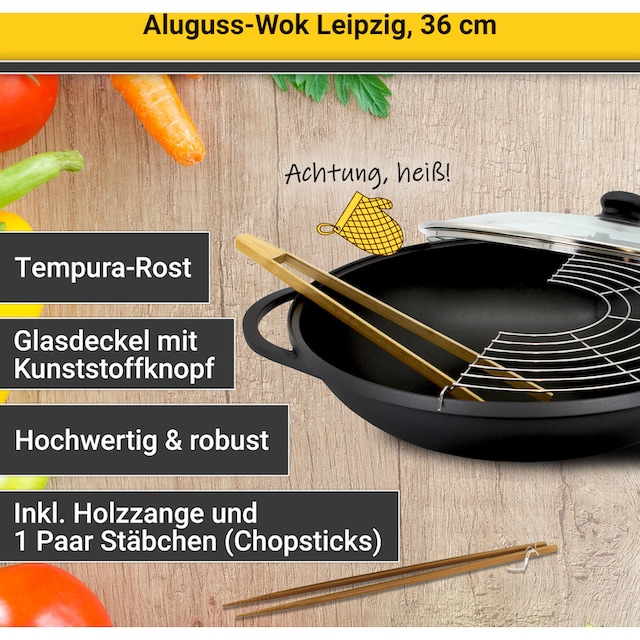 Krüger Wok, Aluminiumguss, (1 tlg.), Ø 36 cm mit 3 Jahren XXL Garantie