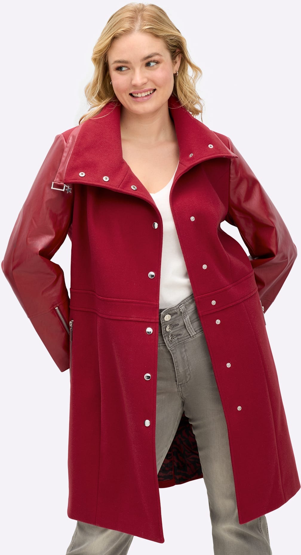 sheego by Joe Browns, Damen, Outdoorjacke ohne Kapuze, kirsche, 46, kirsche,