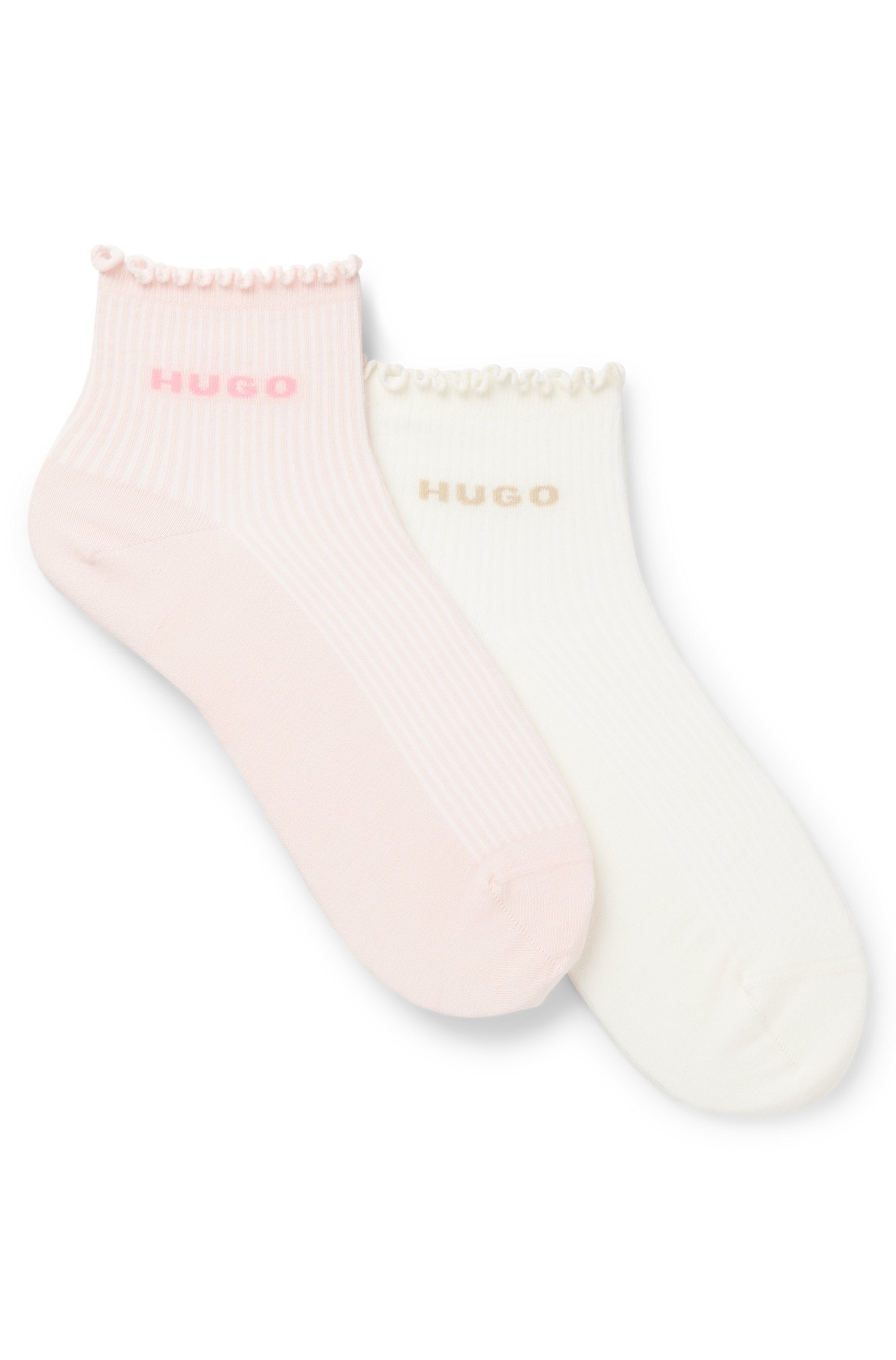 HUGO Underwear Kurzsocken mit gewellter Kante, Rippstruktur