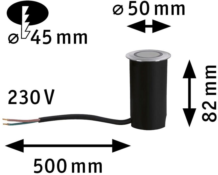 Paulmann LED Einbauleuchte »Outdoor 230V Boden IP67 3000K 2W deko round«, 1 flammig, rund