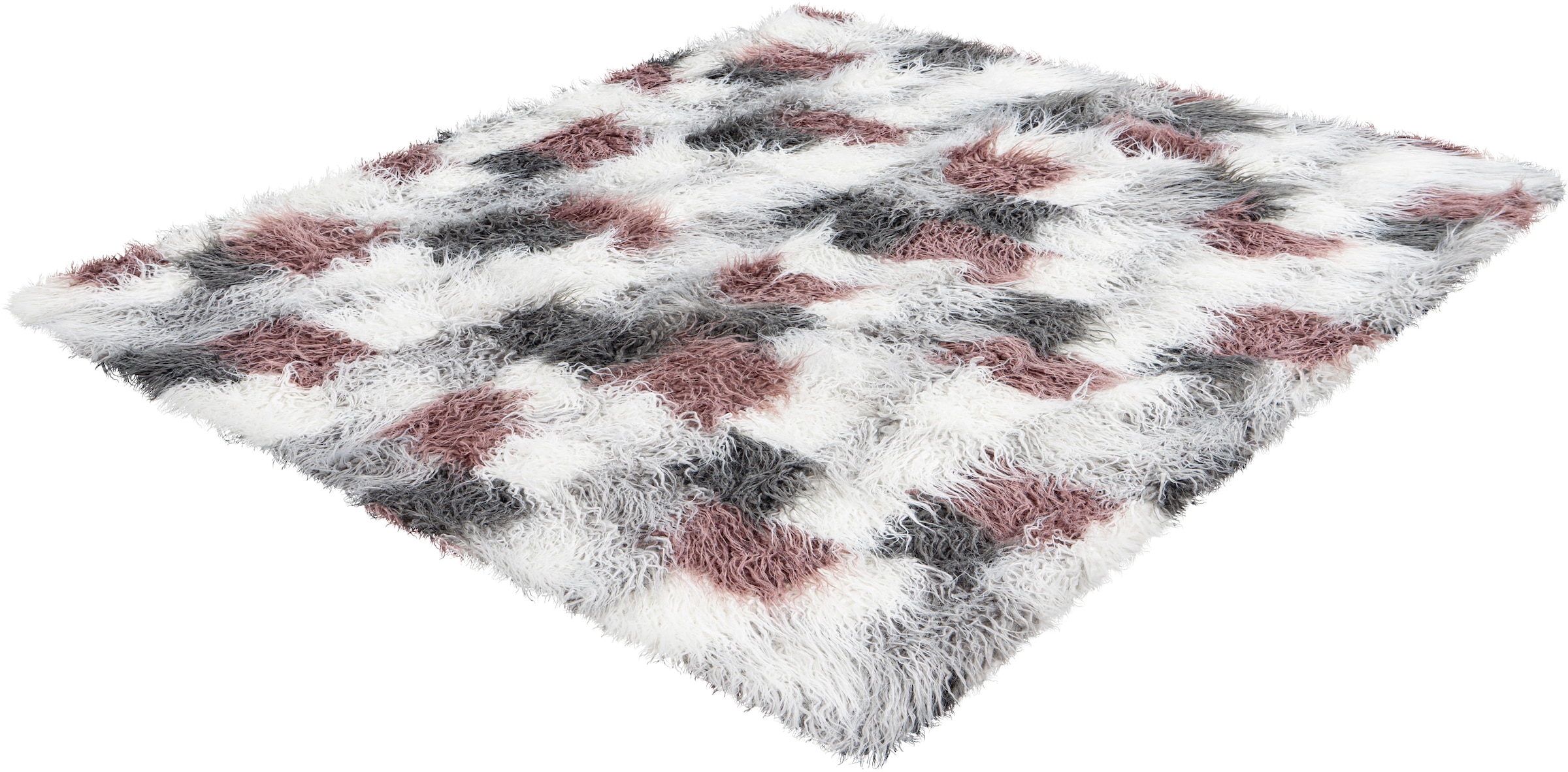 Obsession Hochflor-Teppich »My Boogie 931«, rechteckig, 75 mm Höhe, Kunstfell, Tibetfell Optik, weicher Hochflor, modern, kariertes Design