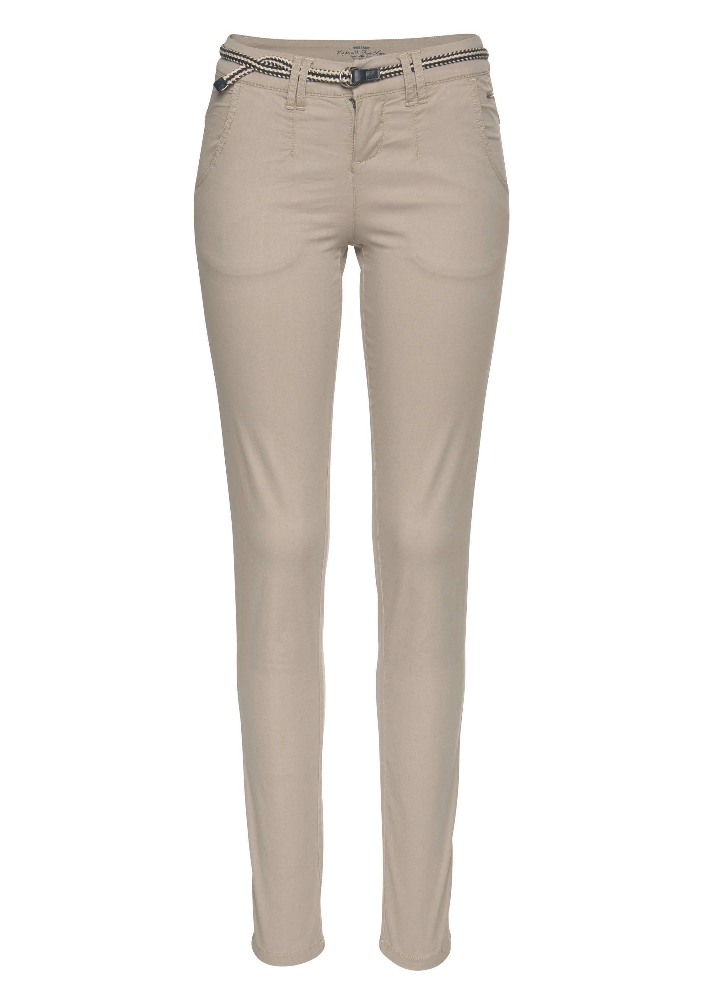 KangaROOS Chinohose, (Set, 2 tlg., mit Gürtel), in schmaler Form, mit Kordel zu binden