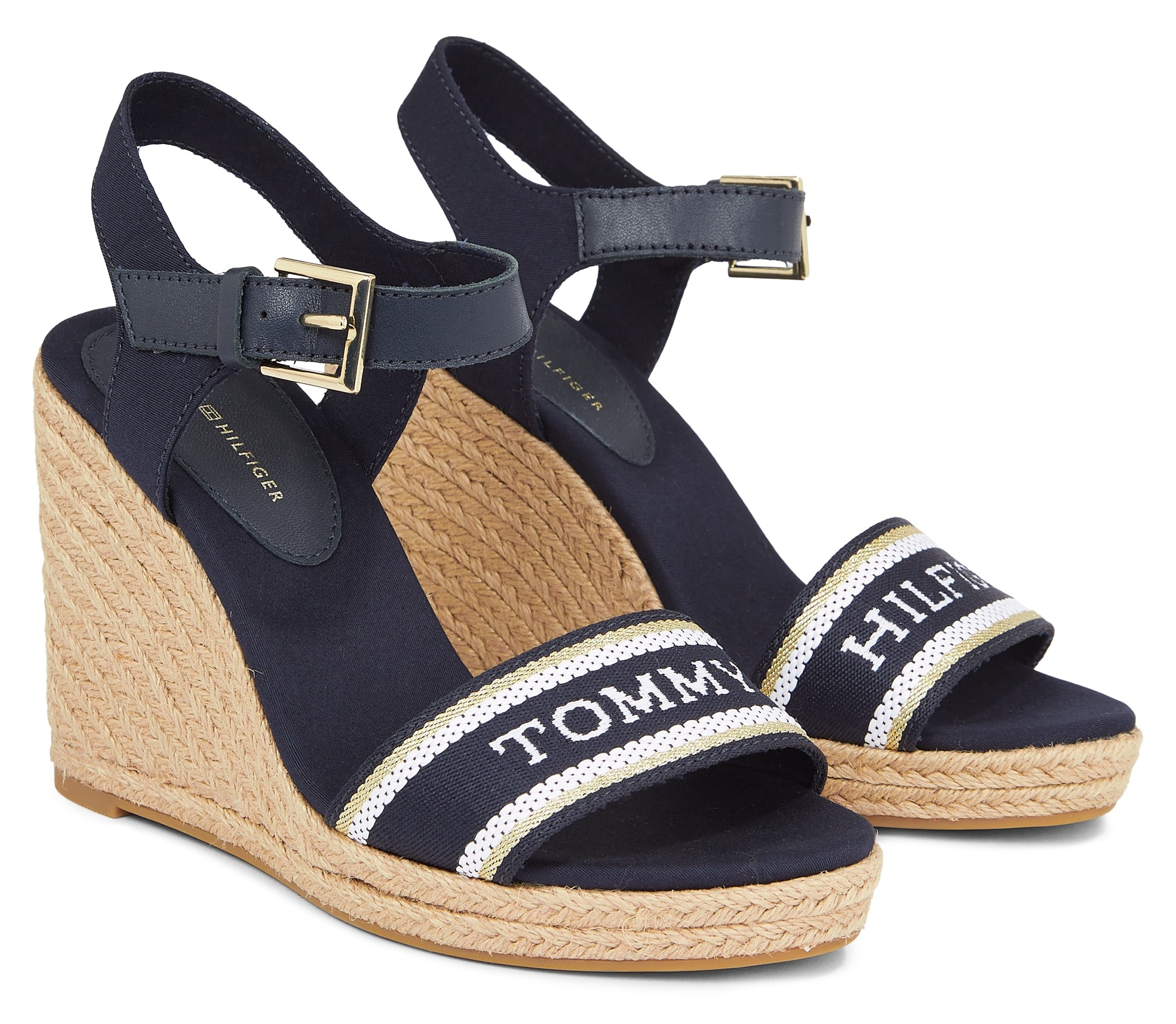 TOMMY HILFIGER Keilsandalette »MONO WEBBING HIGH WEDGE SANDAL«, Sommerschuh, Sandale,...