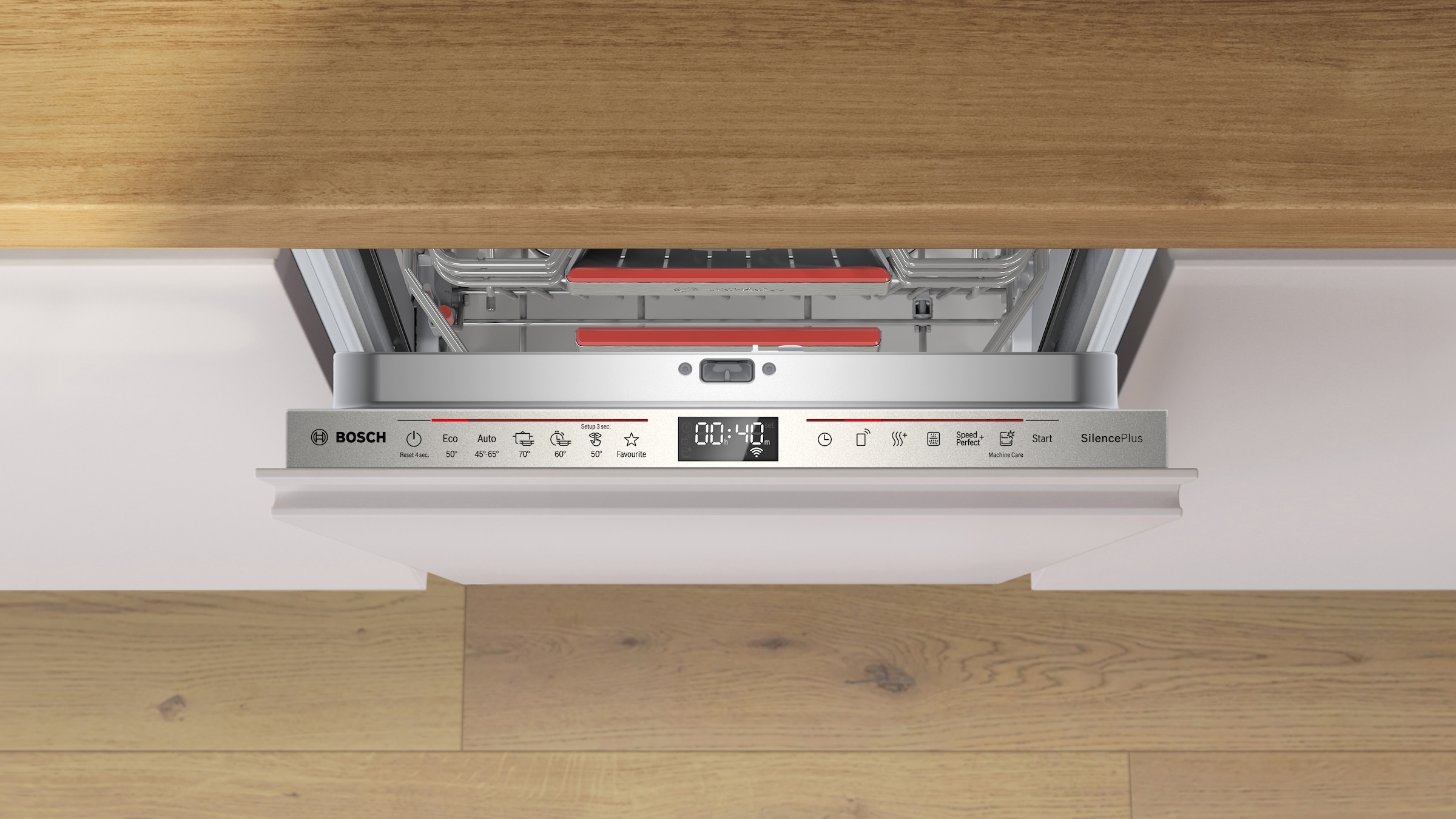 BOSCH vollintegrierbarer Geschirrspüler Serie 6 »SPV6EMX09E« 10 tlg. Maßgedecke Time Light - Restzeit wird auf Küchenboden projiziert
