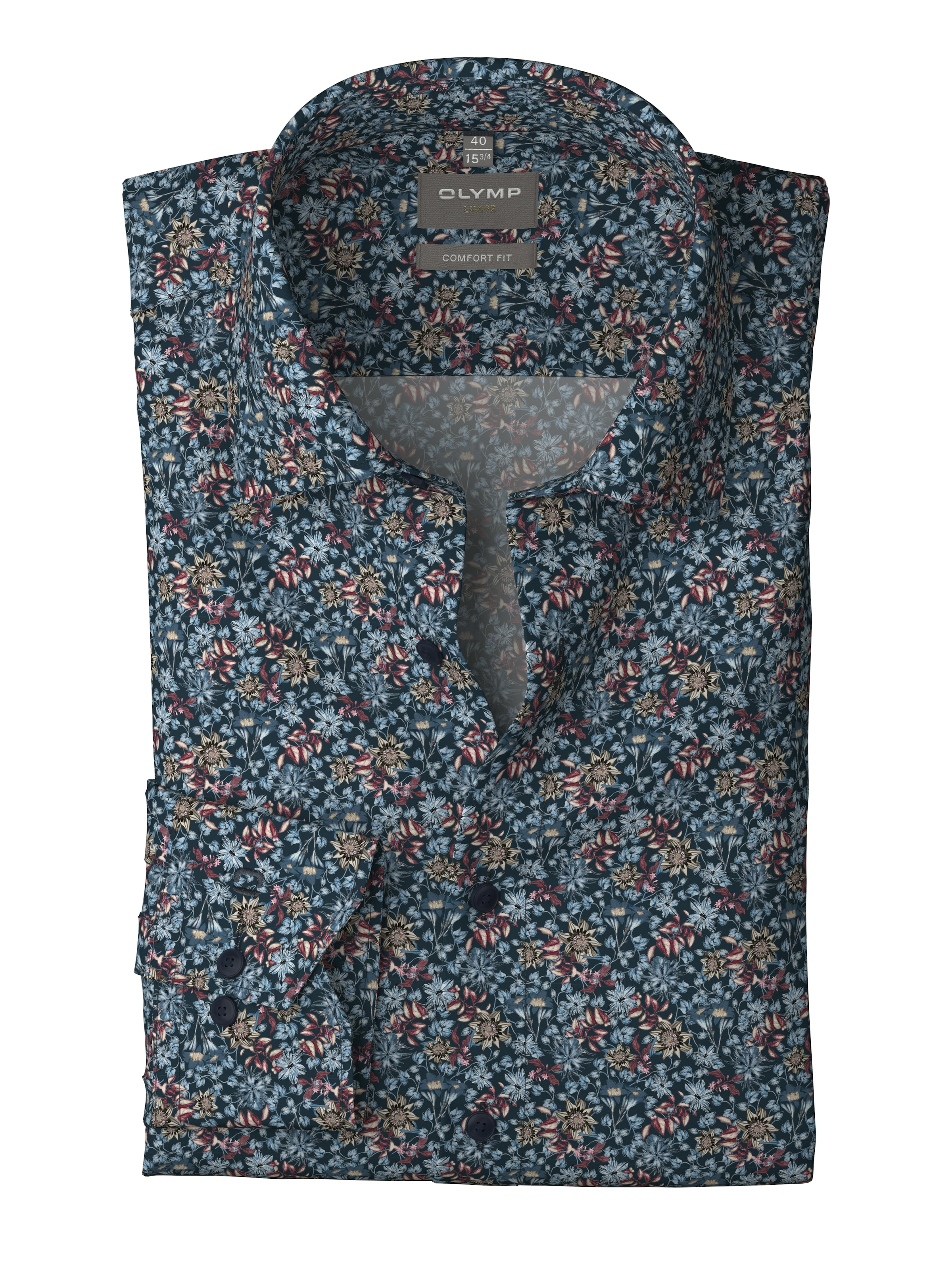 OLYMP Langarmhemd »Luxor«, gemustert, Businesshemd, comfort fit, New-Kentkragen
