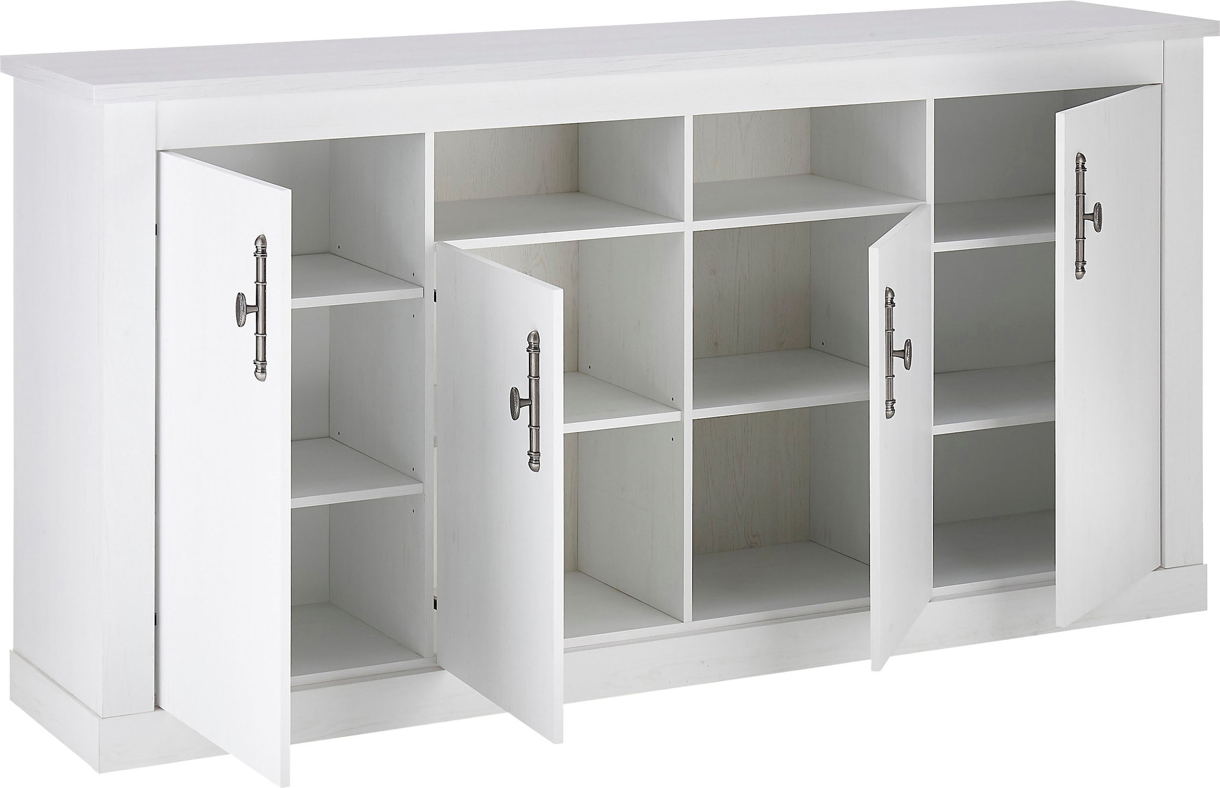 Home affaire Sideboard »RAVENNA« im romantischen Landhausstil, Griffe aus Metall, Breite 201 cm