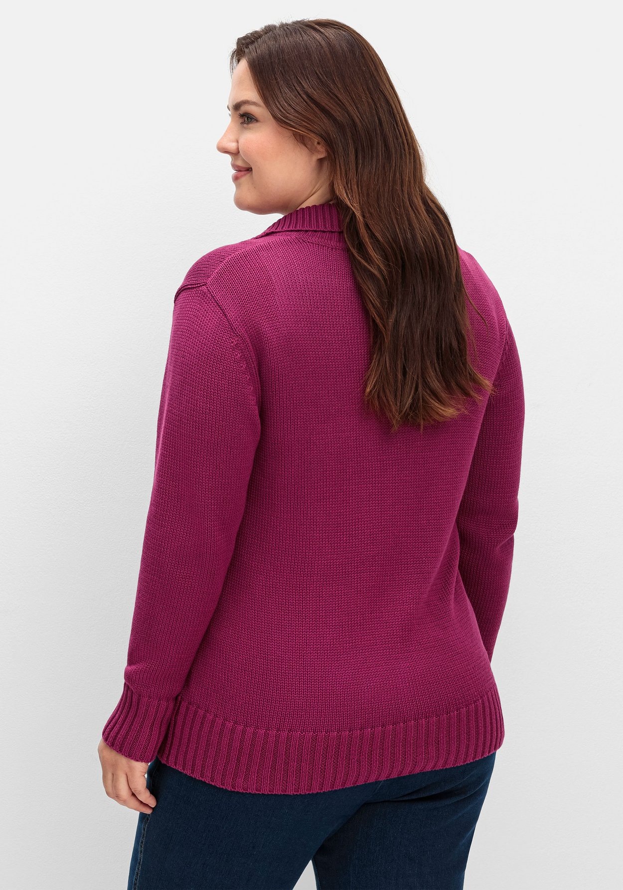 Sheego Strickjacke »Strickjacke mit Troyerkragen und 2-Wege-Zipper«