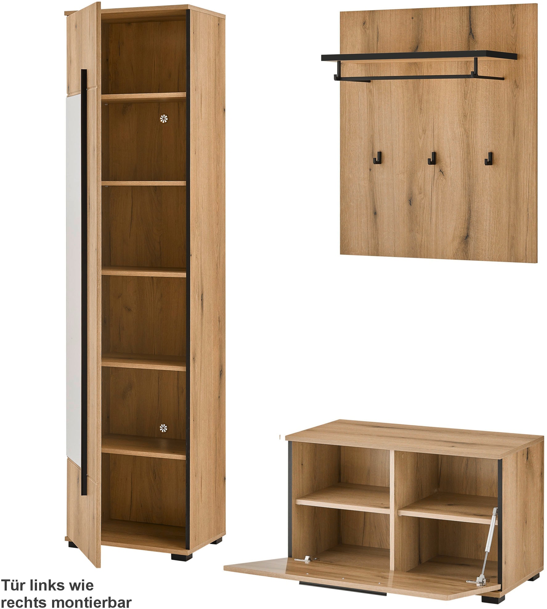 Home affaire Garderoben-Set »Cantara, moderne Garderobe, Komplettset mit viel Stauraum« Komplett-Set, 3 Stk. tlg.