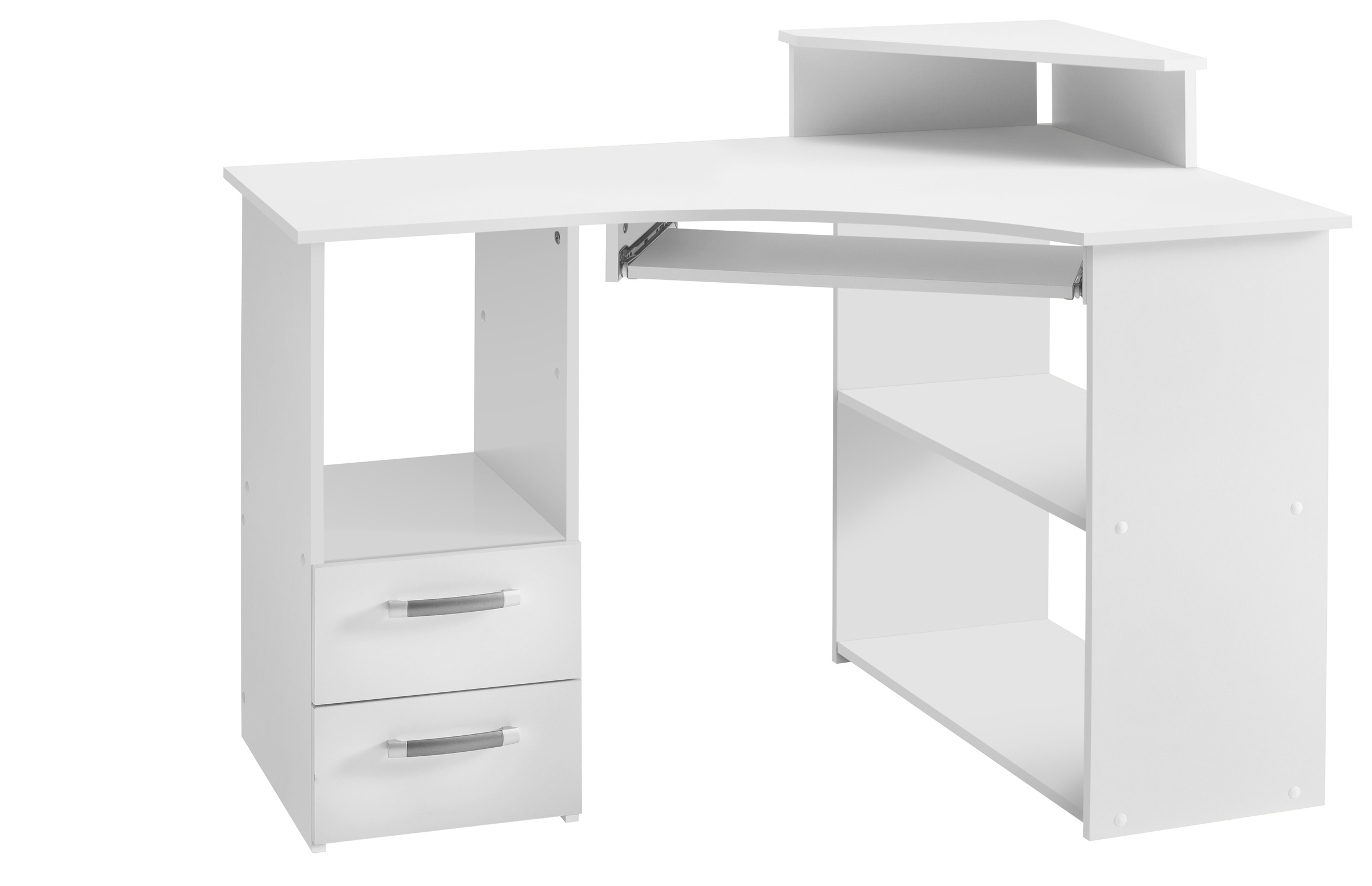 VOGL Möbelfabrik Schreibtisch »Sam«, Eckschreibtisch, Tastaturauszug, Monitoraufsatz & opt. Towerfach