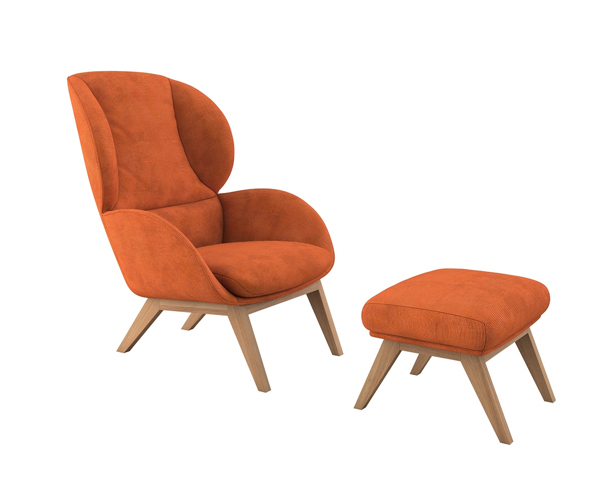 FLEXLUX Ohrensessel »Adria«, Stil & Komfort, organische Form, Fuß Eiche