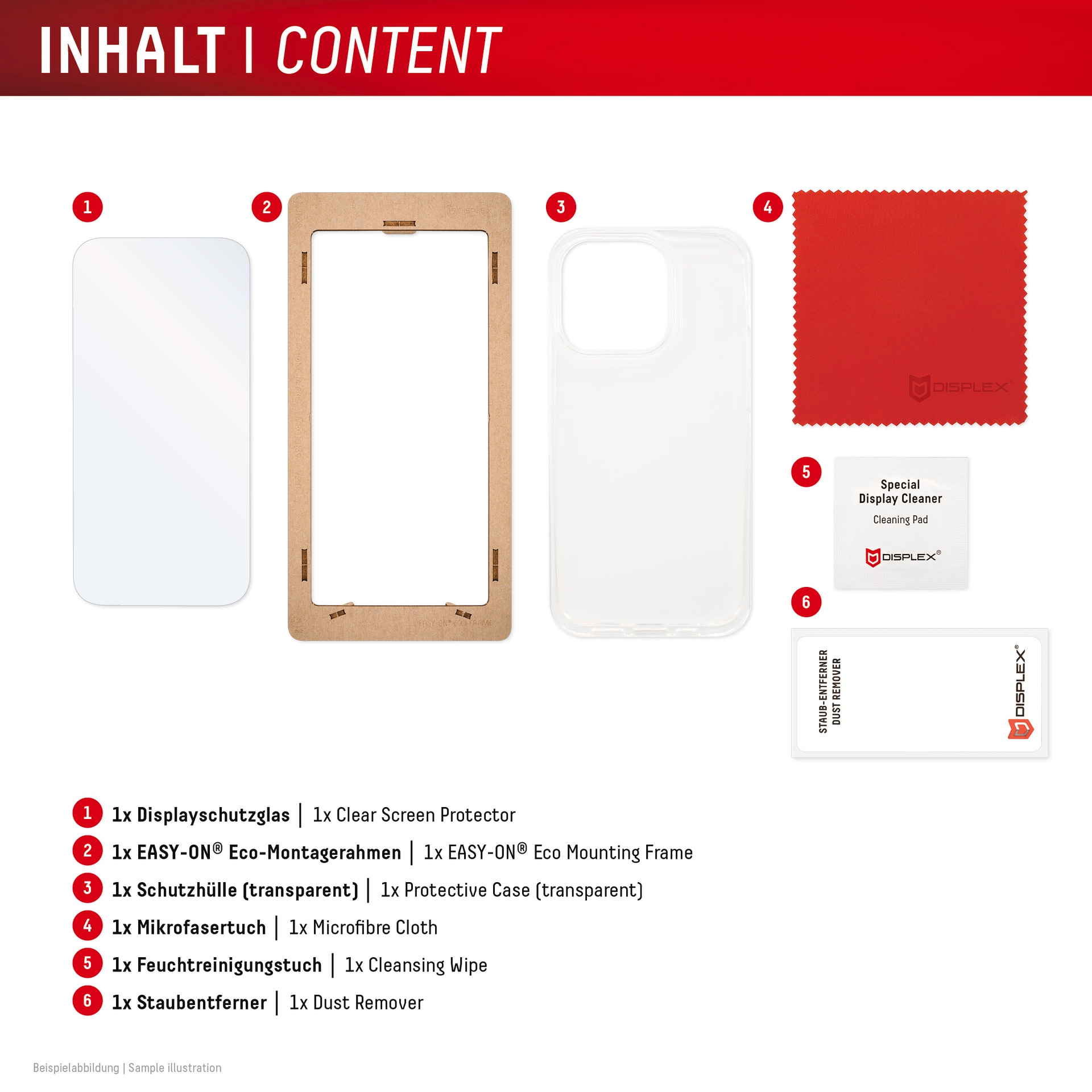 Displex Displayschutzglas »Real Glass Screen Protector inkl. Case«, für Apple iPhone 16e, Displayschutzfolie, Schutzfolie, Bildschirmschutz, kratz- & stoßfest