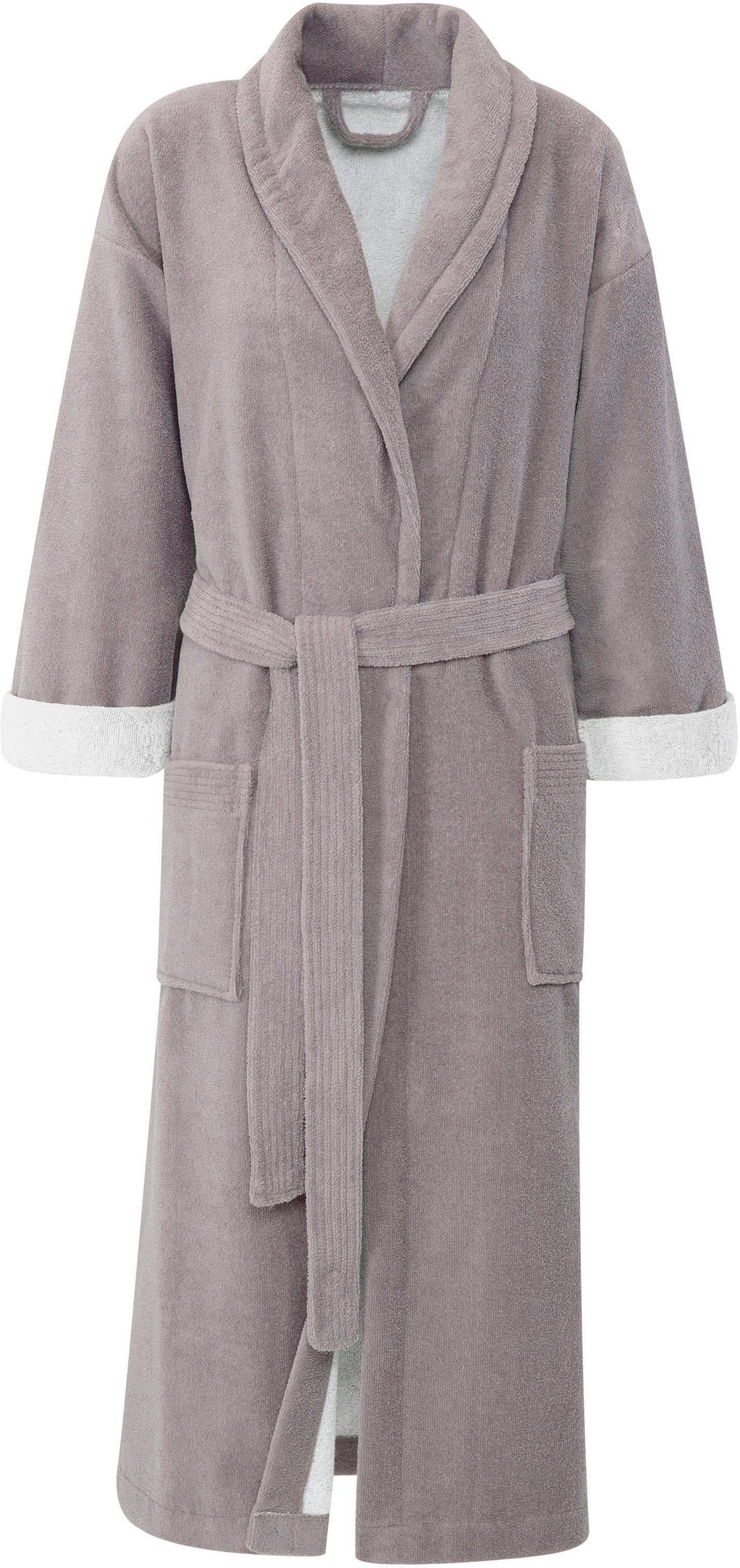 Gözze Unisex-Bademantel »Turin, ideal für Sauna & Spa, Hotelbademantel, Morgenmantel«, (1 St.), für Damen & Herren, mit Gürtel und zwei aufgesetzten Taschen, lang