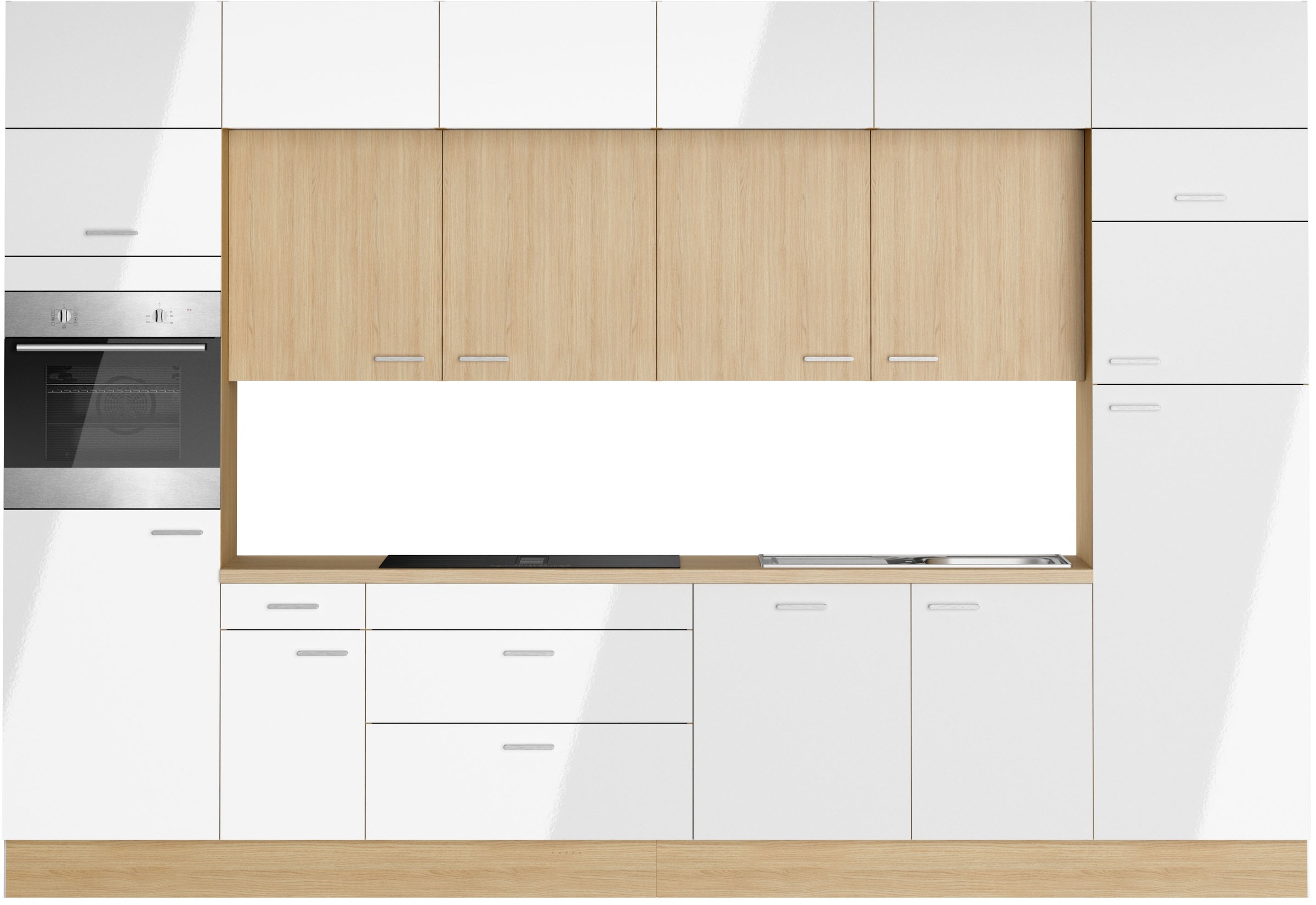 KOCHSTATION Küchenzeile "KS-Lucy wahlweise mit Induktionskochfeld mit integriertem Dunstabzug" Breite 360 cm, Soft-Close, inkl. Zubehör, wahlweise mit E-Geräten